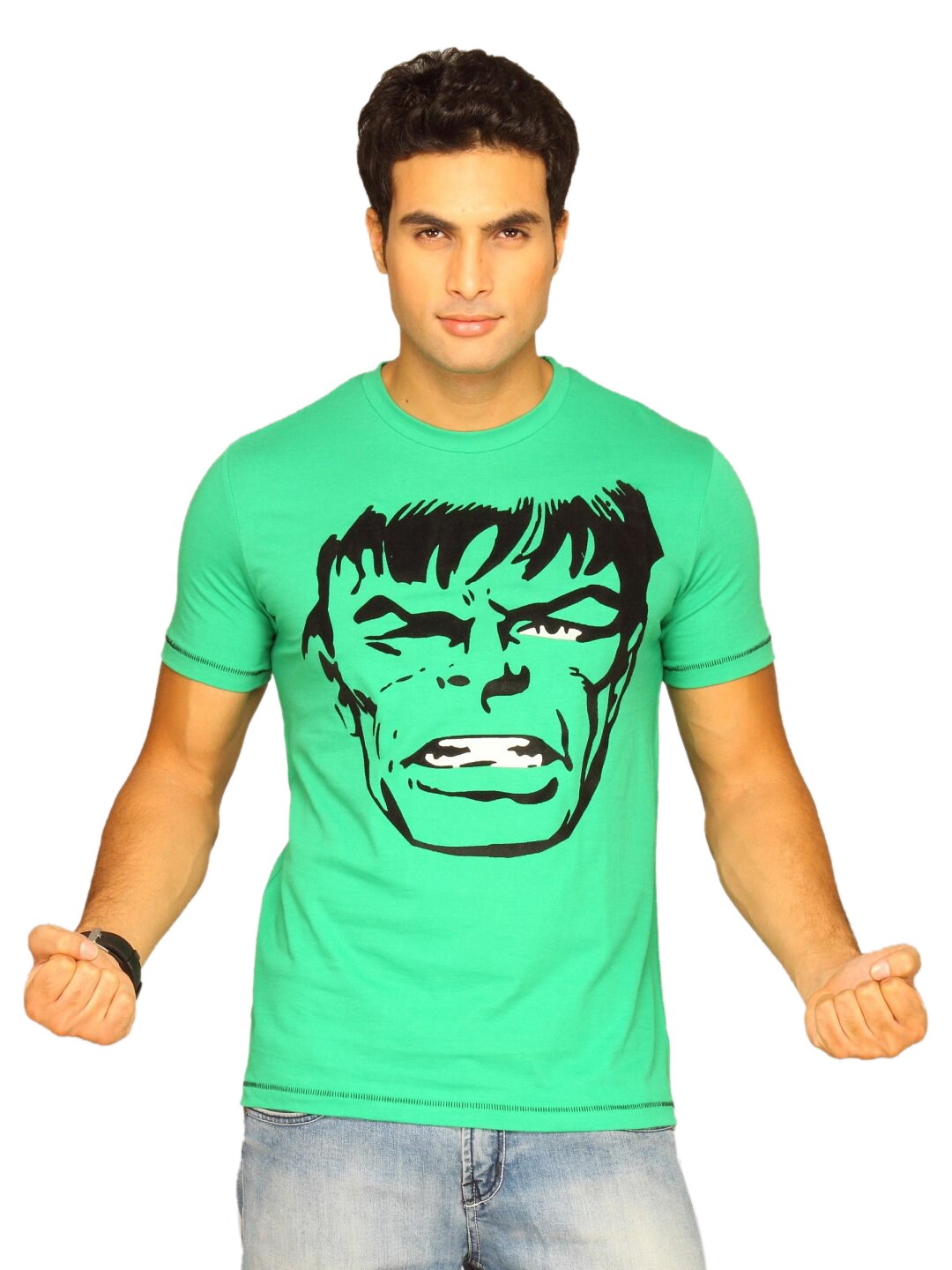 Marvel Men's Hulk Big Face Light Green T-shirt