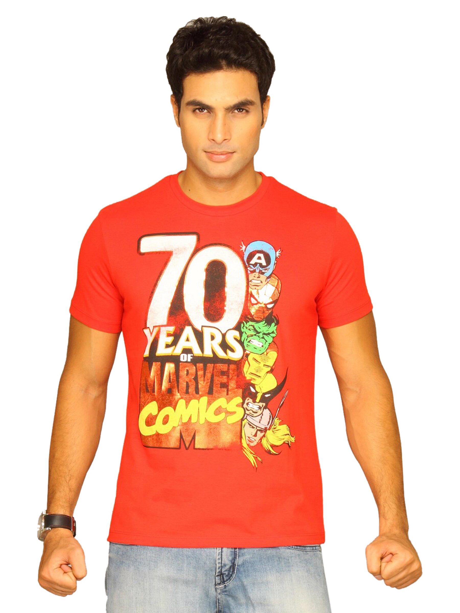 Marvel Men's 70 Years Of Marvel Red T-shirt