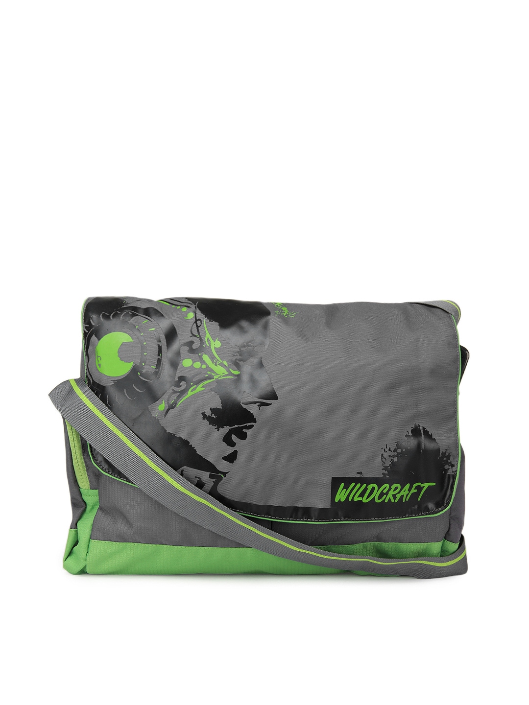 Wildcraft Unisex Grey & Green Printed Messenger Bag