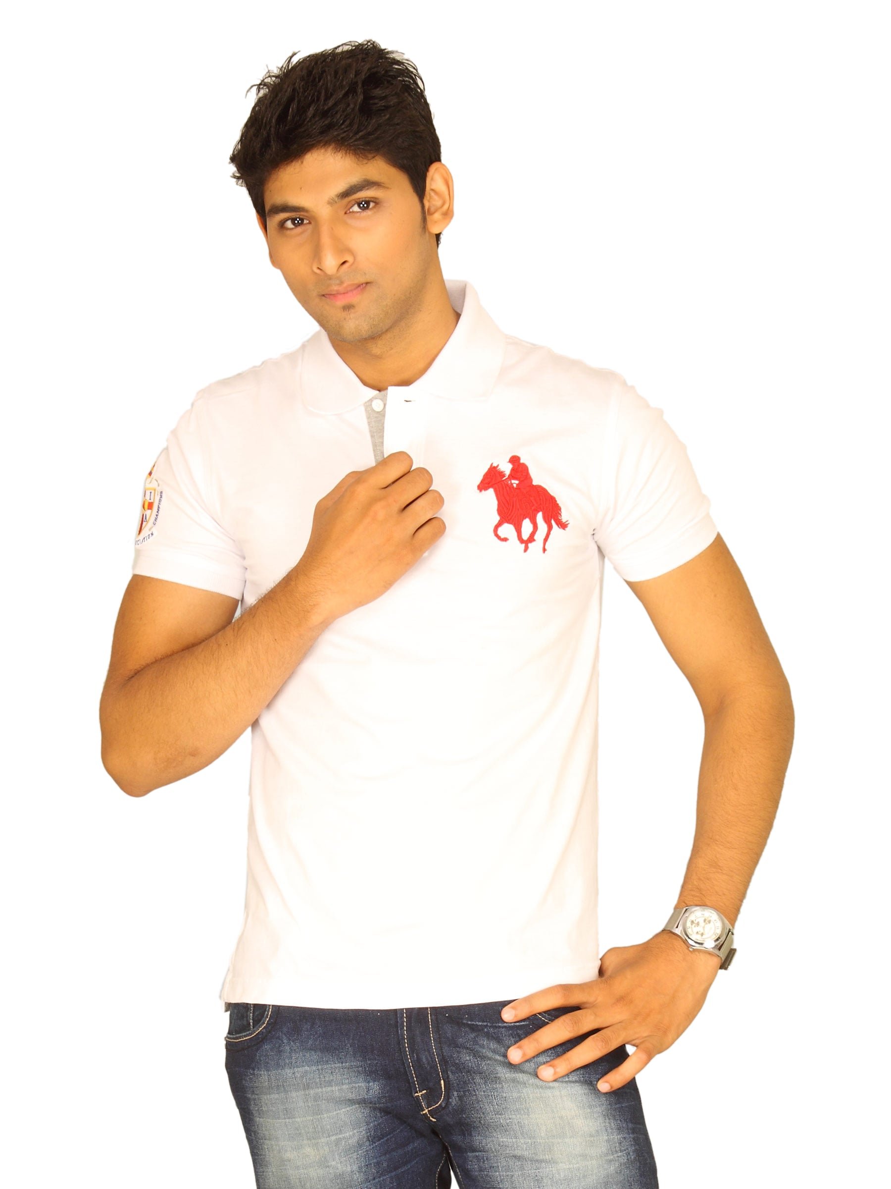 Classic Polo Men's White With Red Logo Polo T-shirt