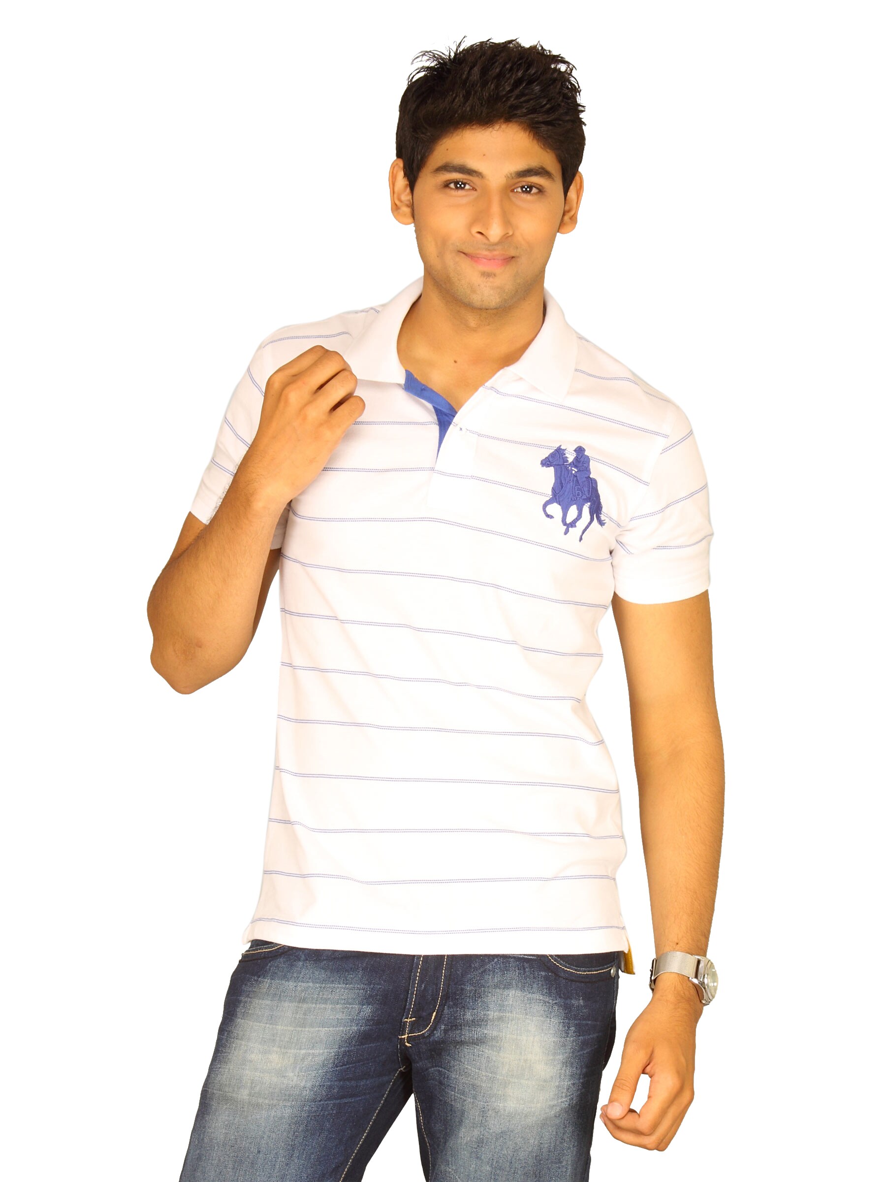 Classic Polo Men's White Blue Logo T-shirt