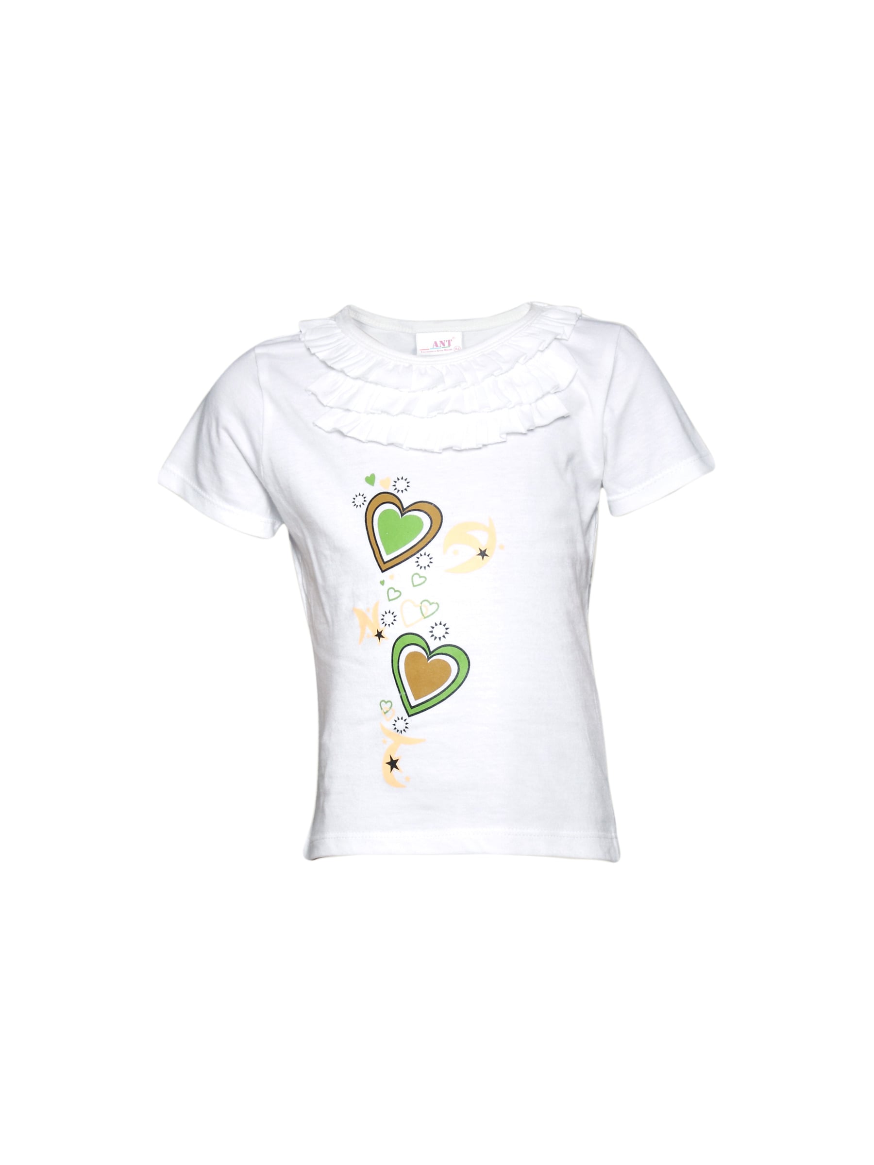 Ant Kids Girl's White Little Heart Kidswear