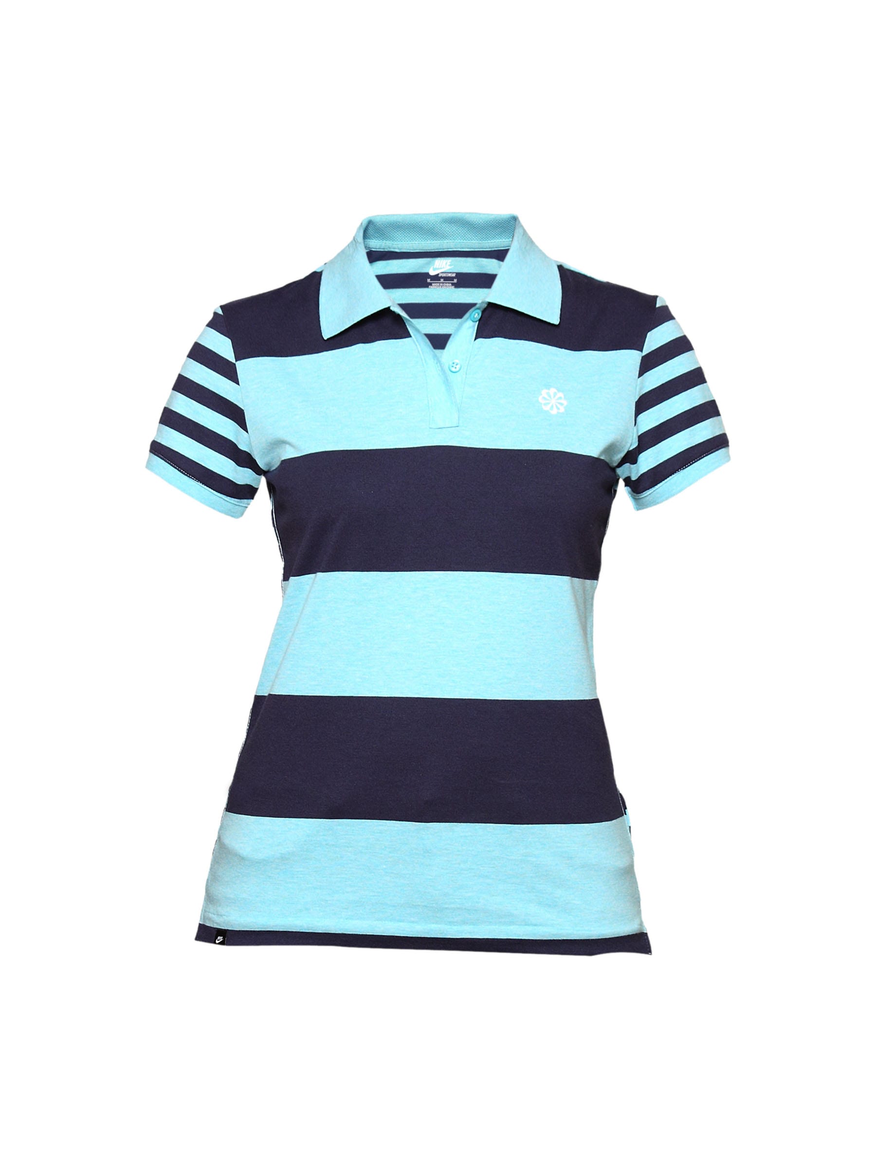Nike Women's Striped Polo Blue T-shirt