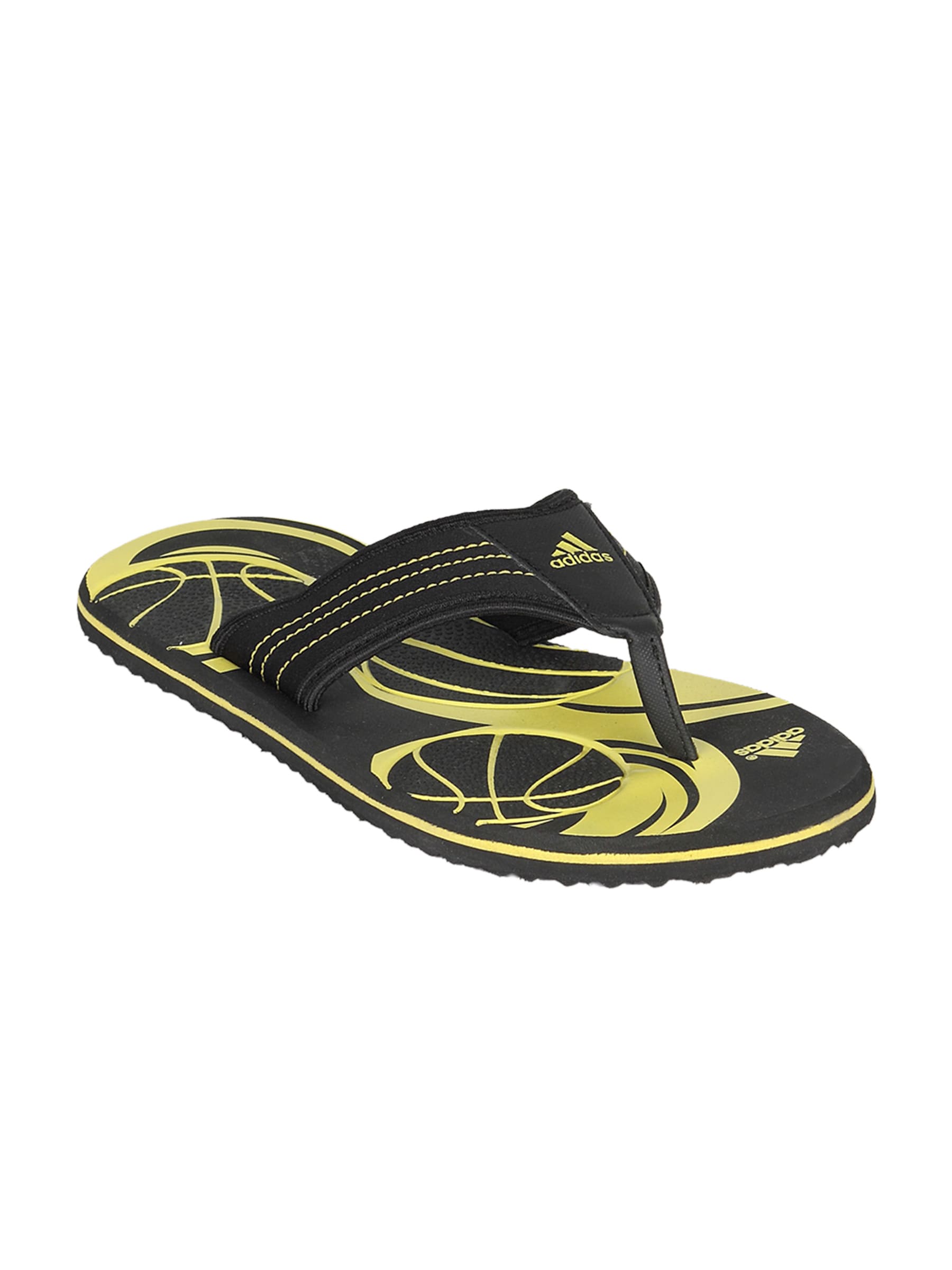 ADIDAS Men's Adi Slide Black Yellow Flip Flop