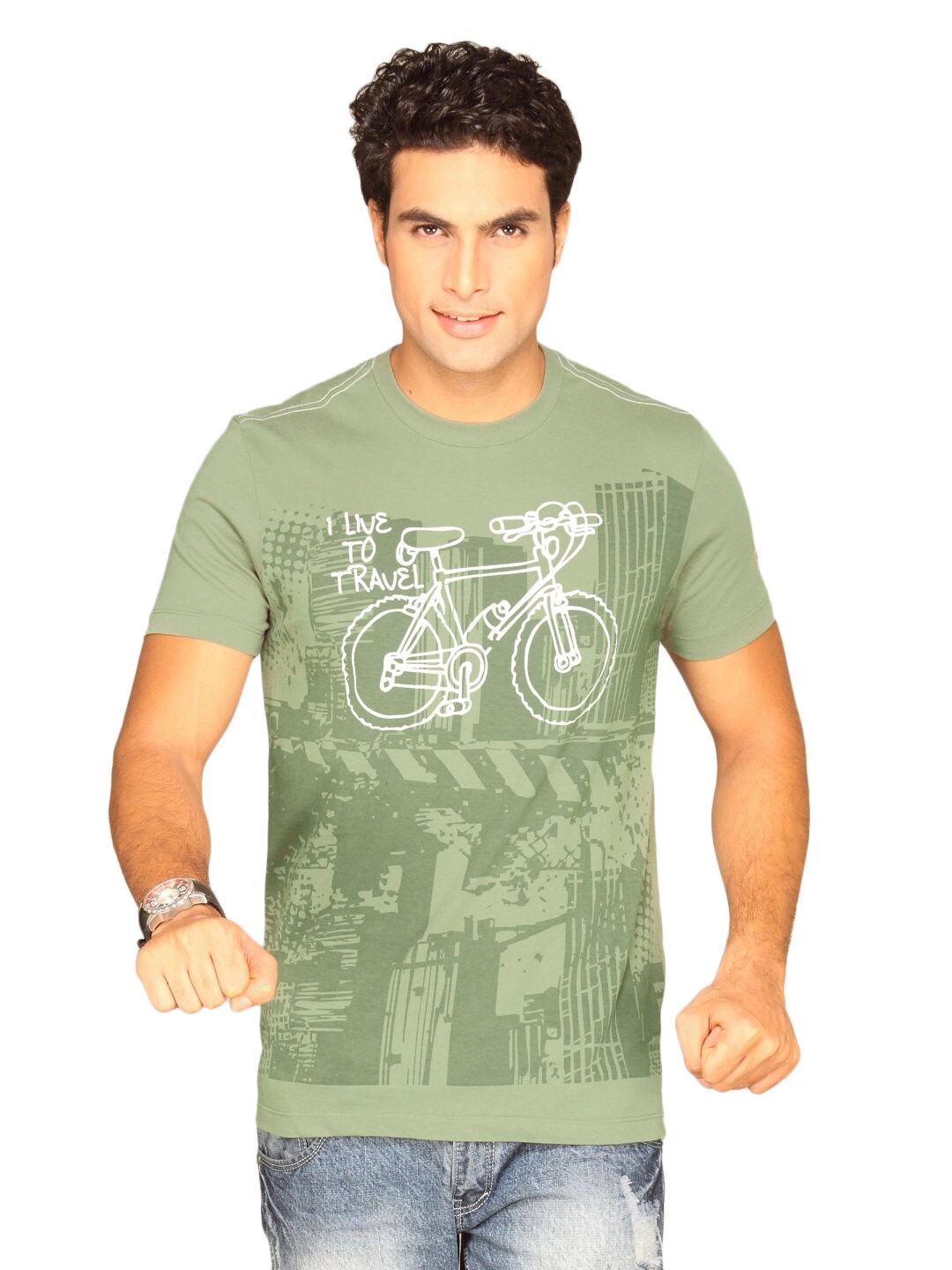 ADIDAS Men's Bike Olive Green T-shirt