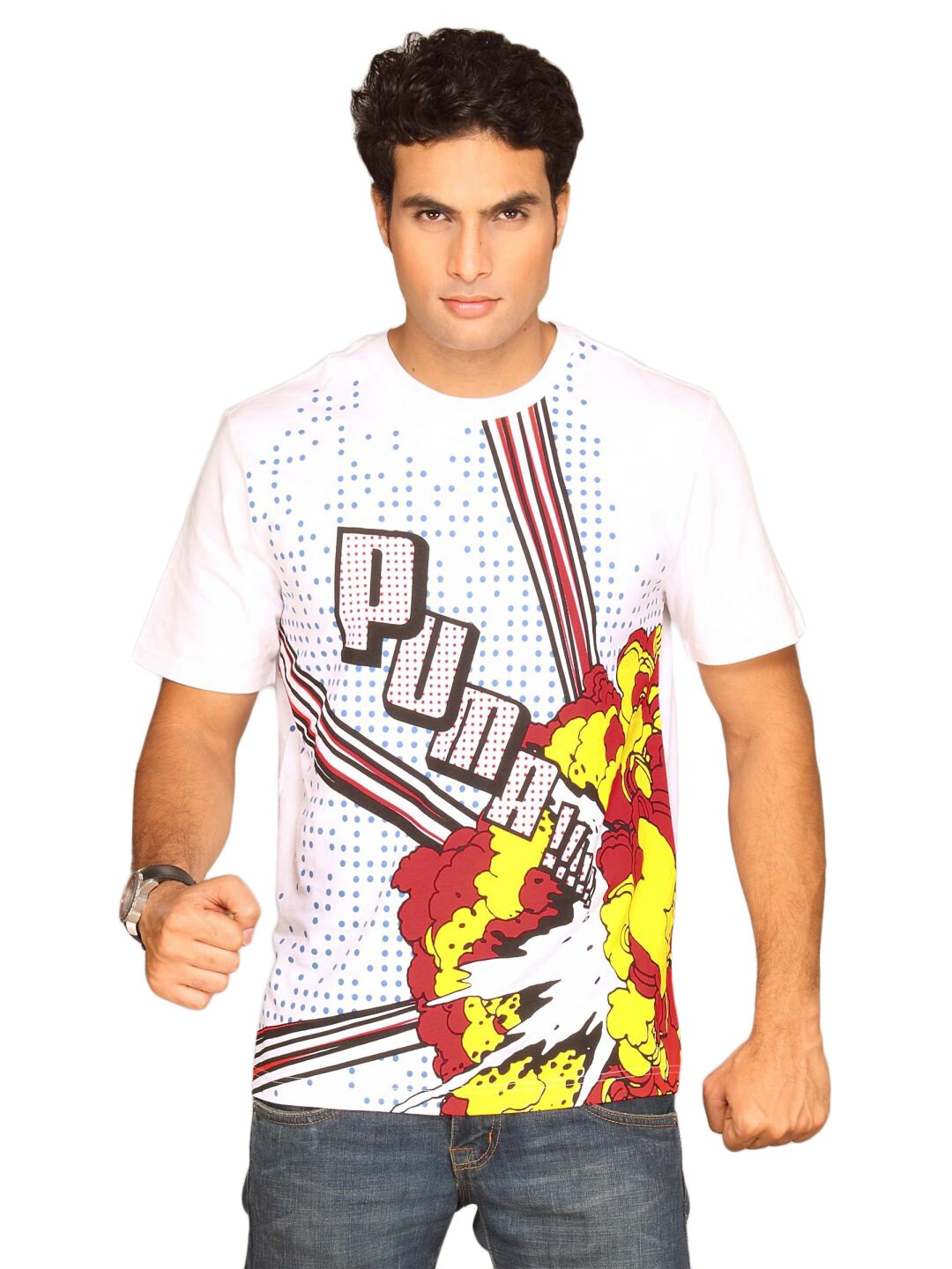Puma Men's Pop Graphic White T-shirt