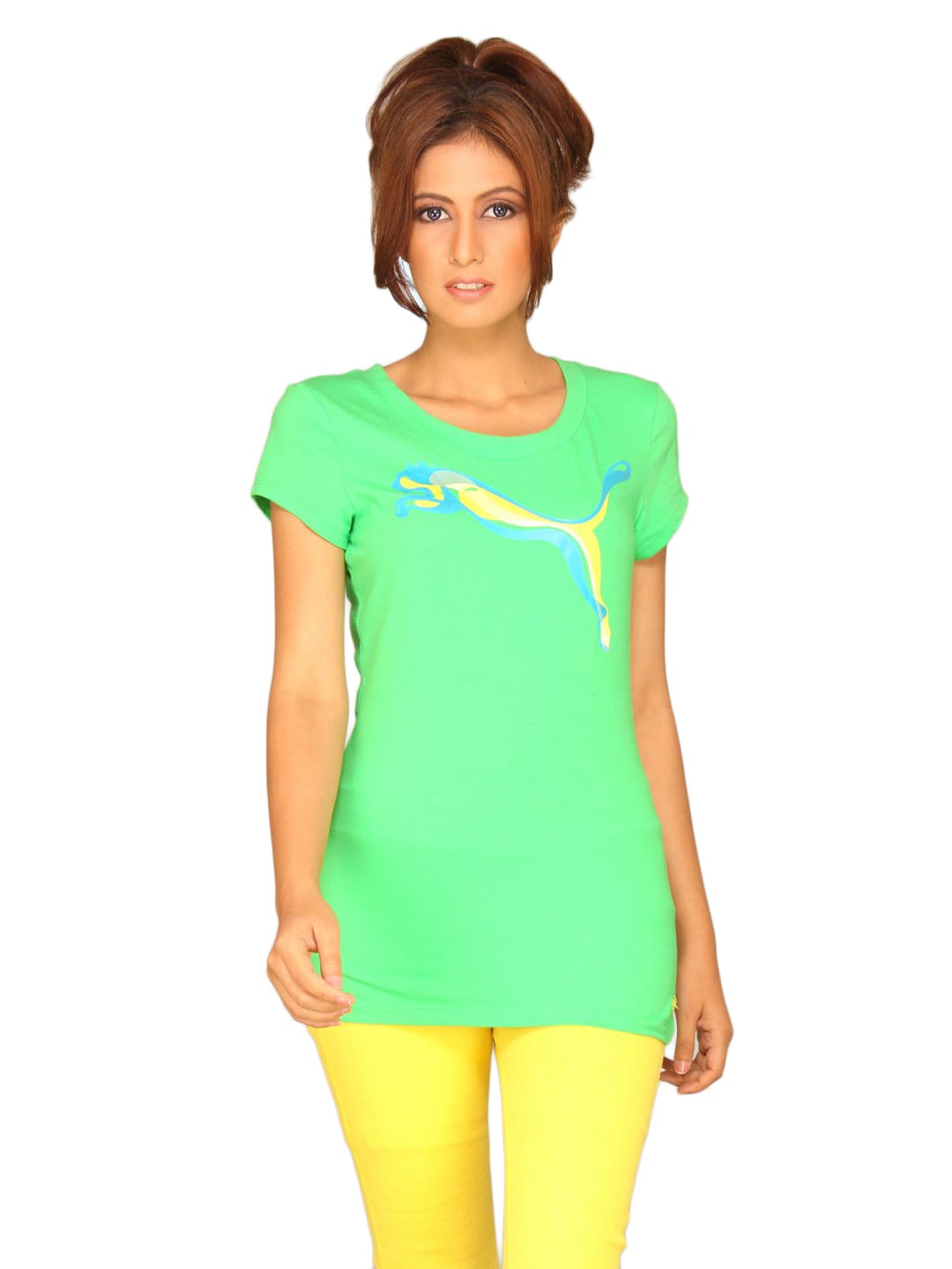 Puma Women's Graphic Logo Green T-shirt