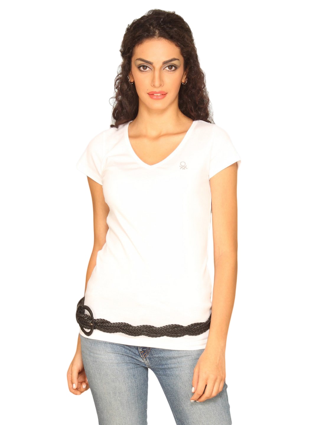 UCB Women's Basic V Neck White T-shirt