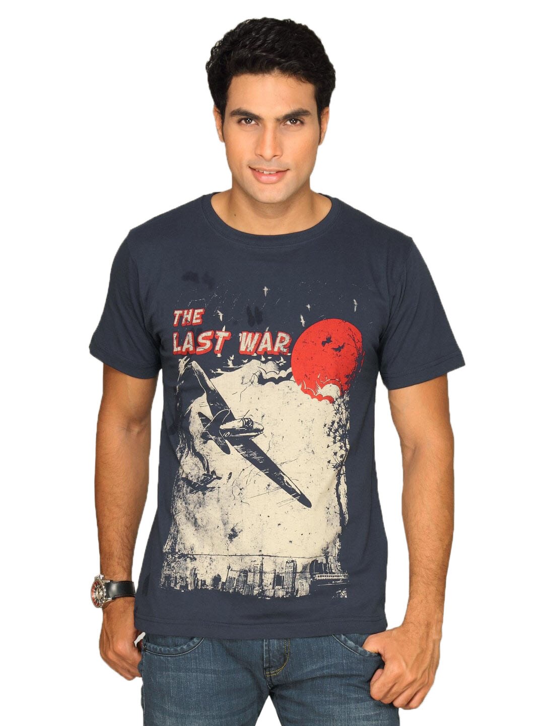 Inkfruit Men's The Last War Navy T-shirt