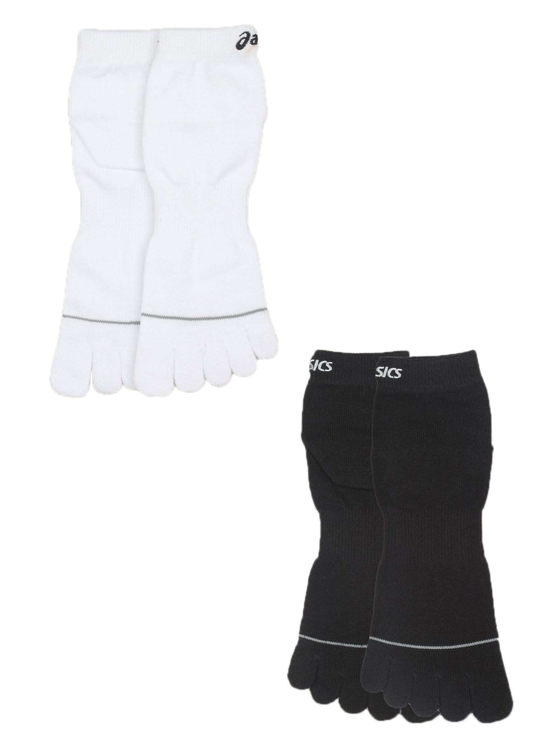 Asics Unisex 2 Pairs 5 Toes SVS White Black Socks