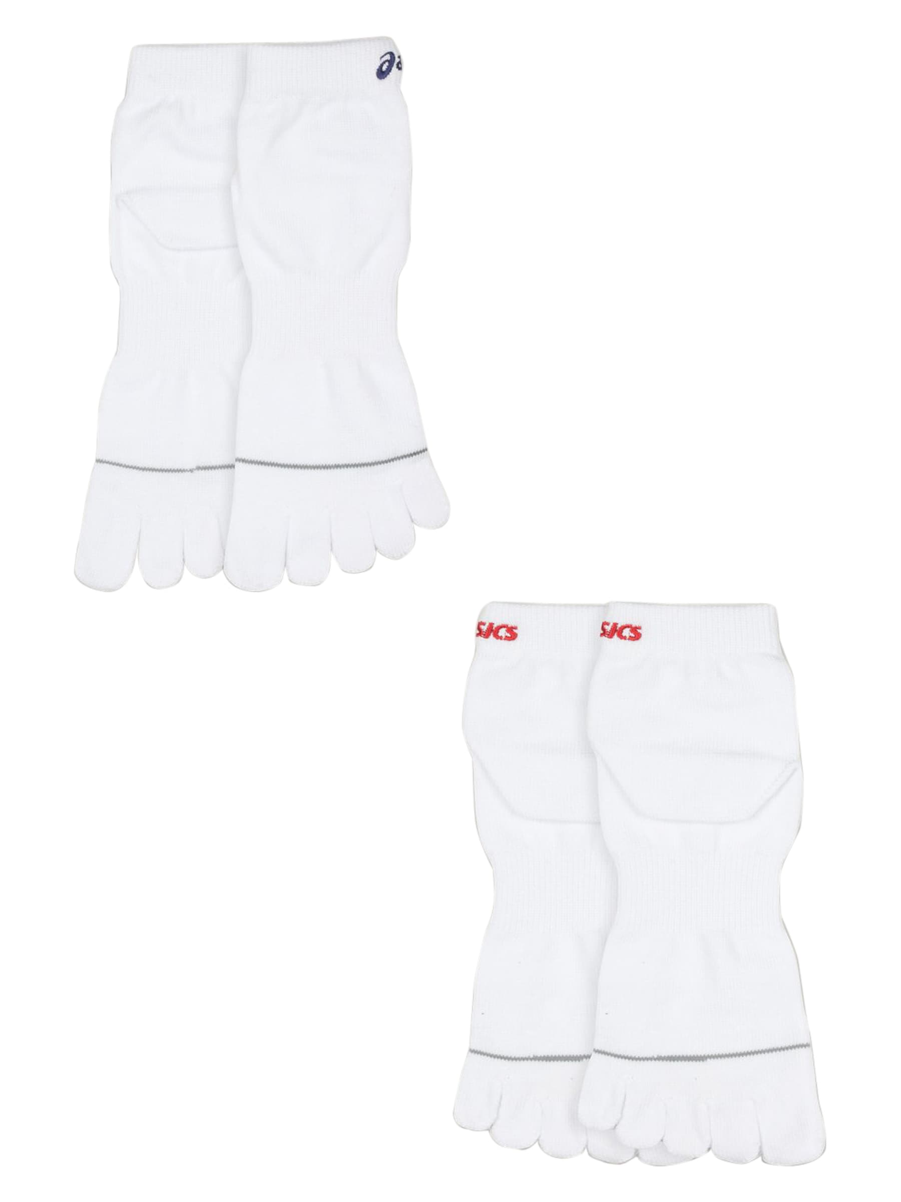 Asics Unisex 2 Pairs 5 Toes SVS White Logo Black Red Socks
