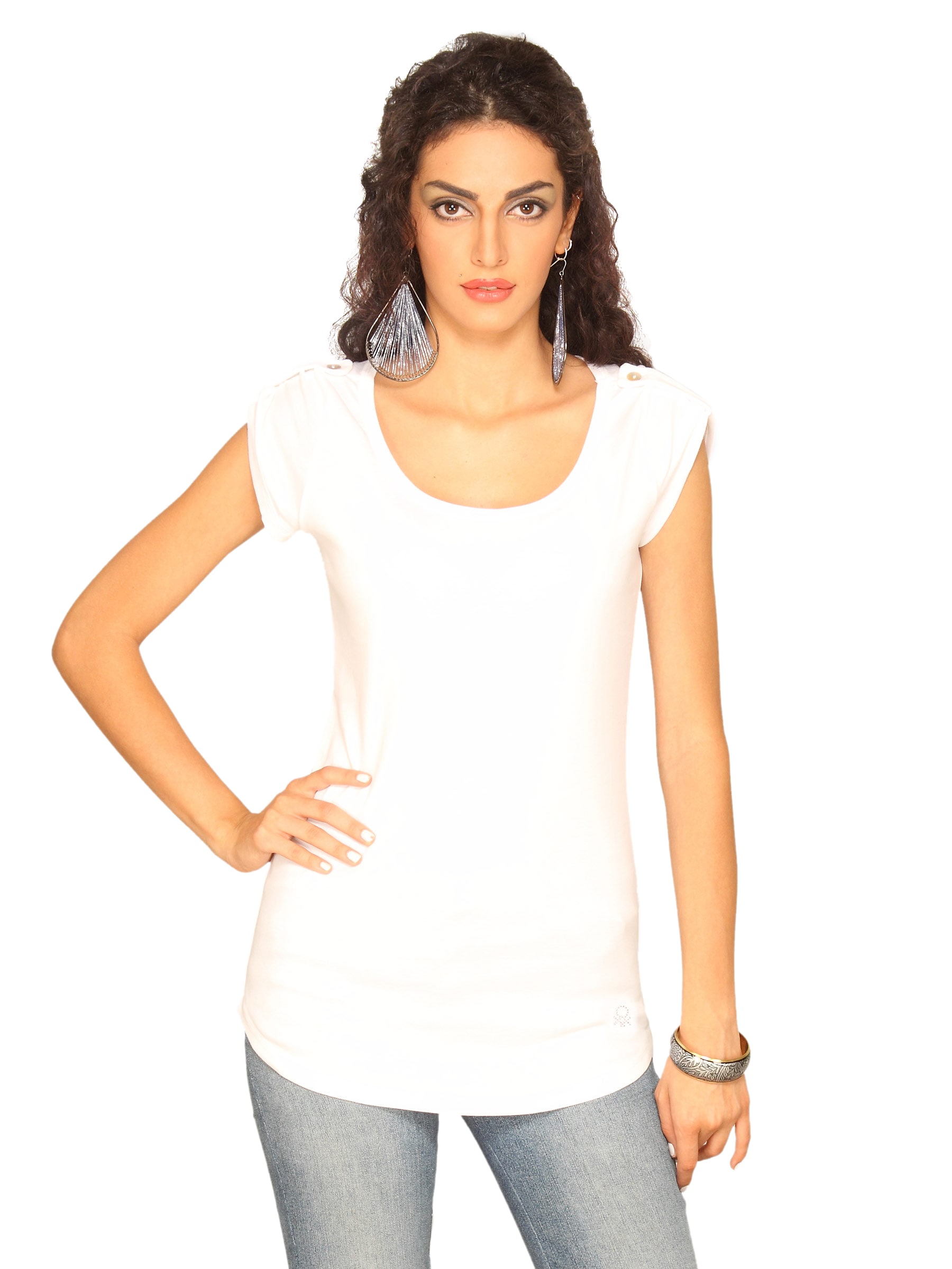 UCB Women's Epaulettes On Sleeve White T-shirt