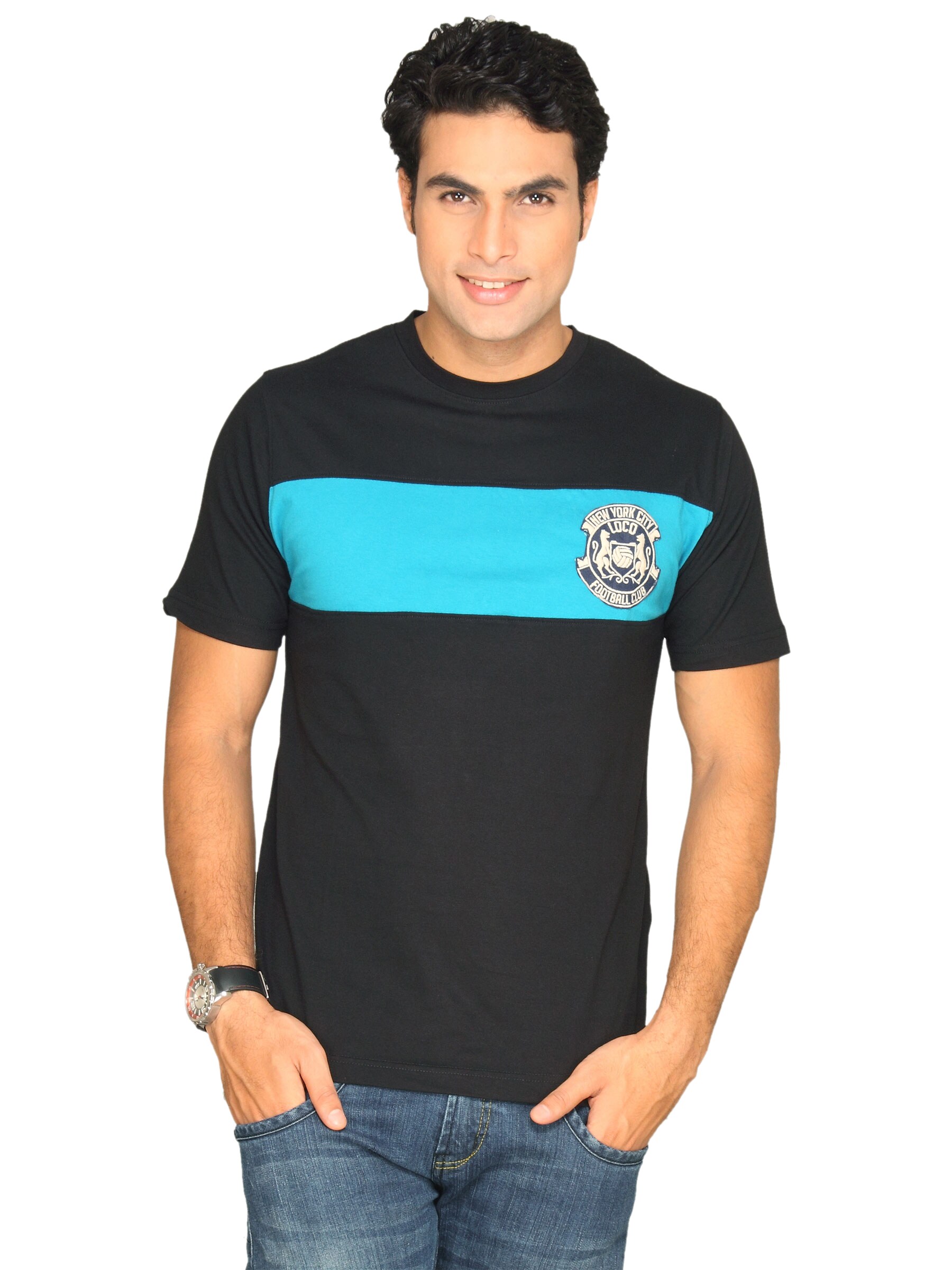 Locomotive Men's Fateeion Black Blue T-shirt
