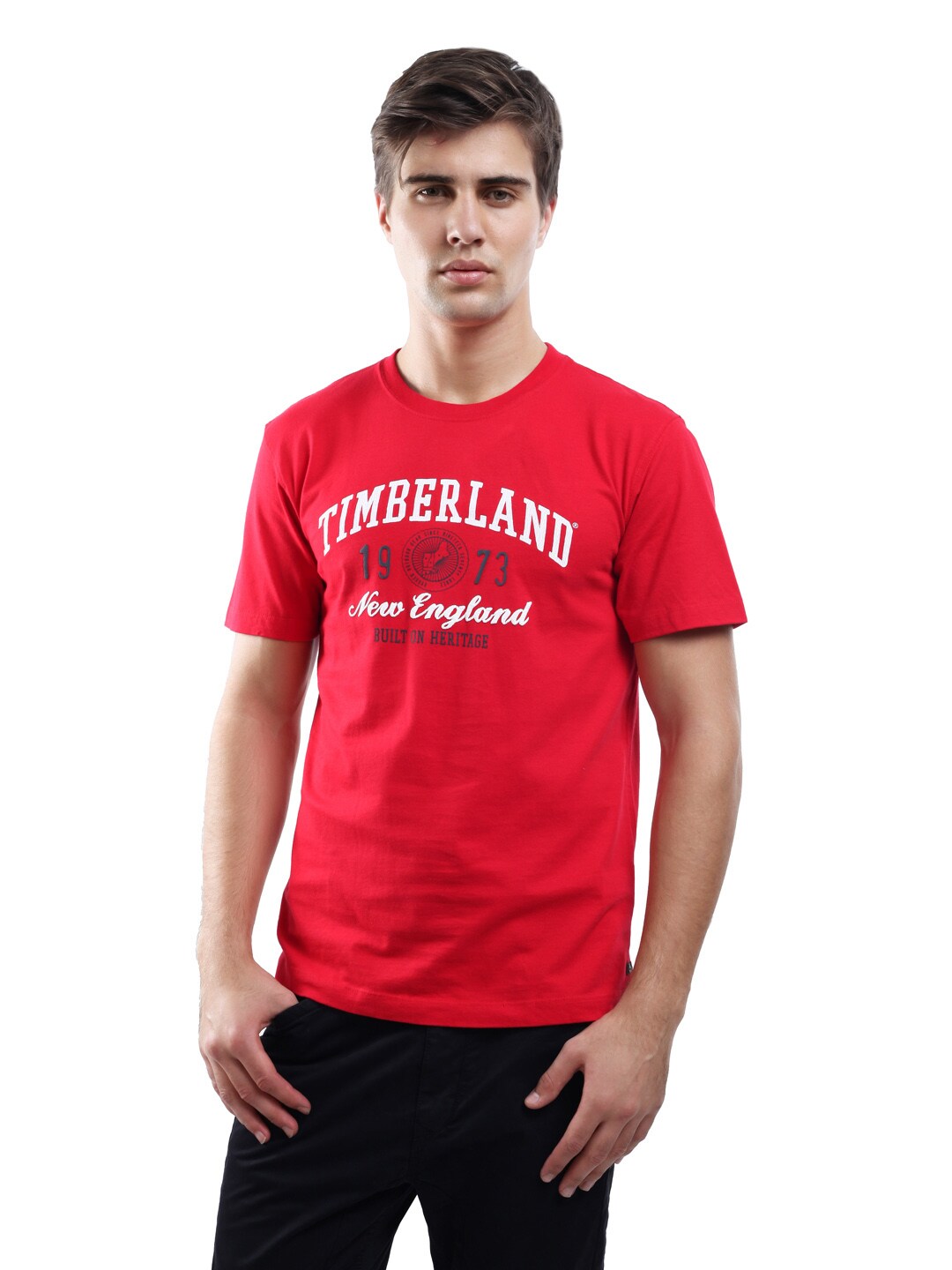 Timberland Men's Linear Logo Red T-shirt