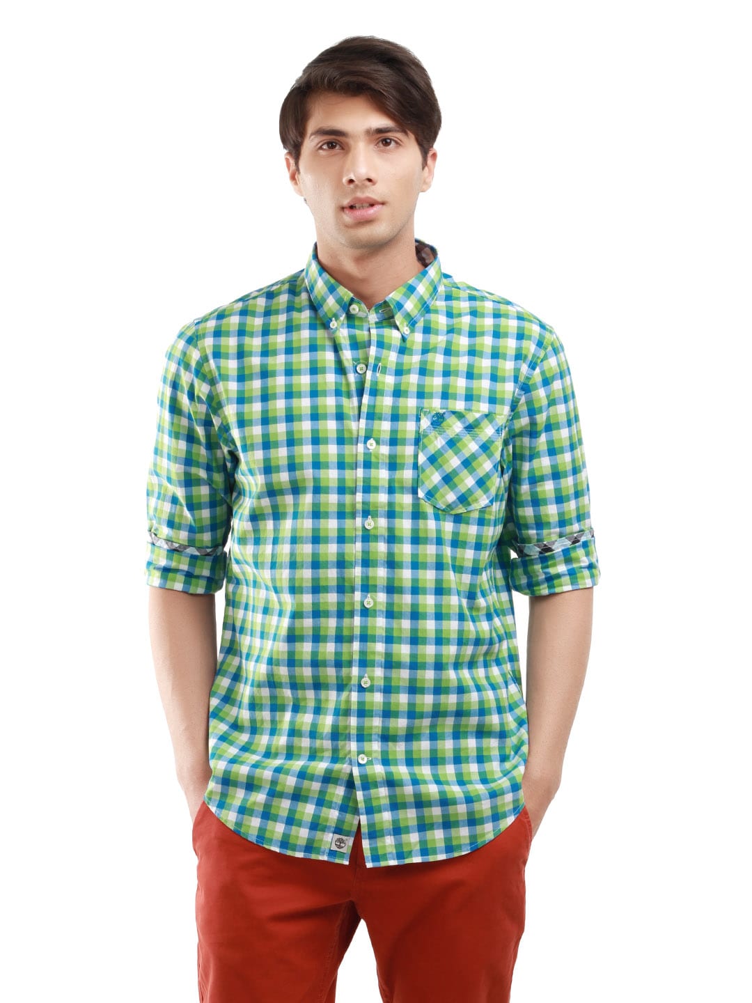 Timberland Men Claremont Green and Blue Check Shirt