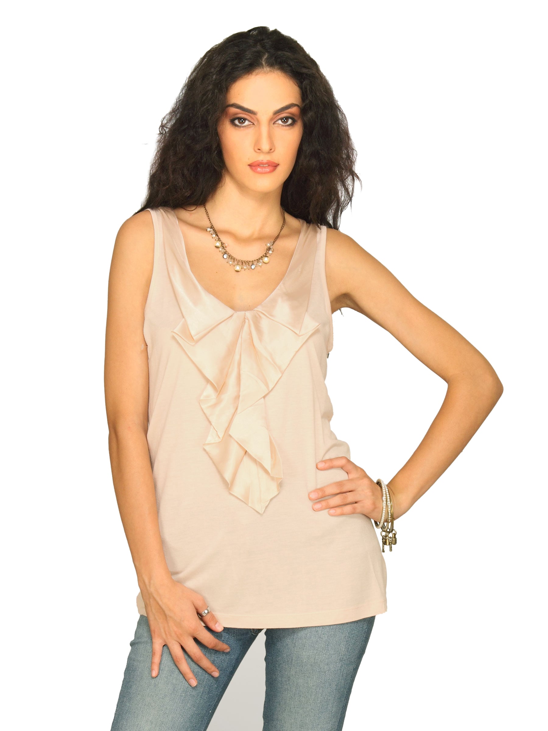 Forever New Women Sleeveless Peach Top