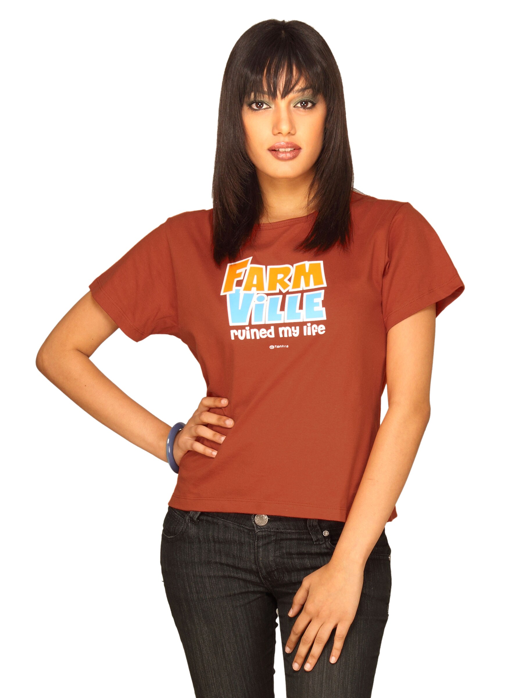 Tantra Women's Farm Ville Brick Red T-shirt