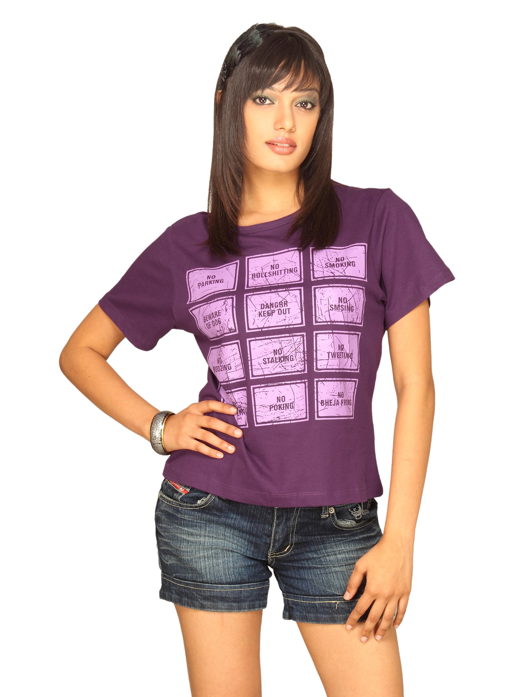 Tantra Women's Road Signs Purple T-shirt