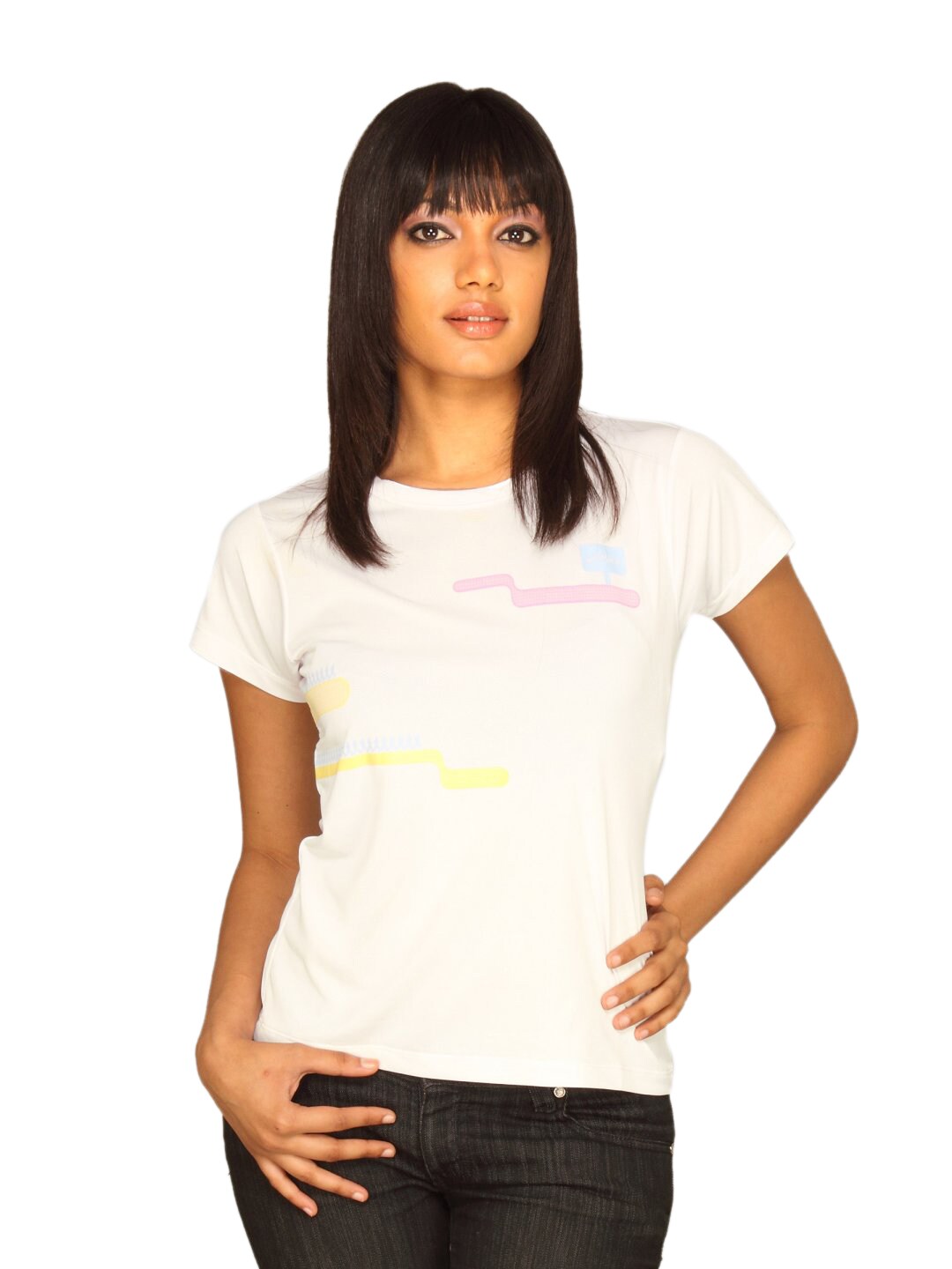 Asics Women White Graphic T-shirt