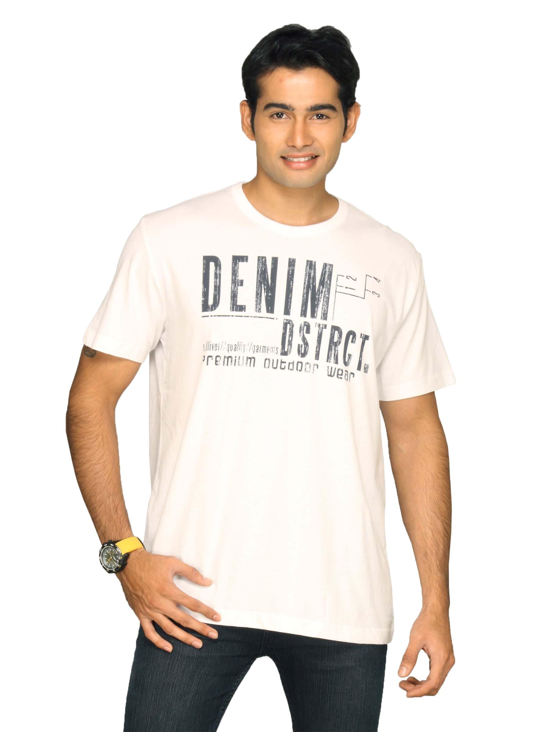 s.Oliver Men's Denim Dstrct White T-shirt