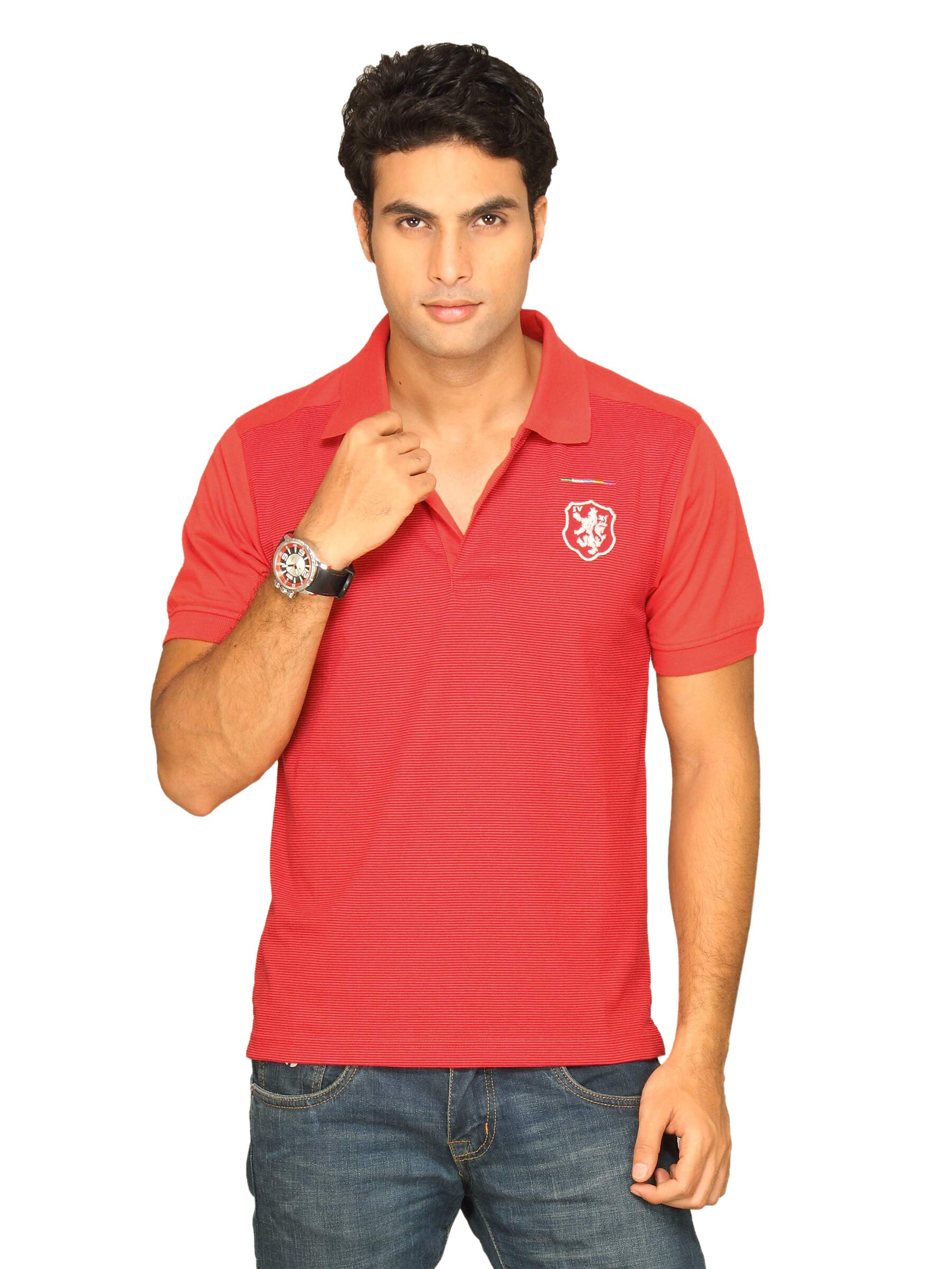 Classic Polo Men's Red Polo With Stripe T-shirt