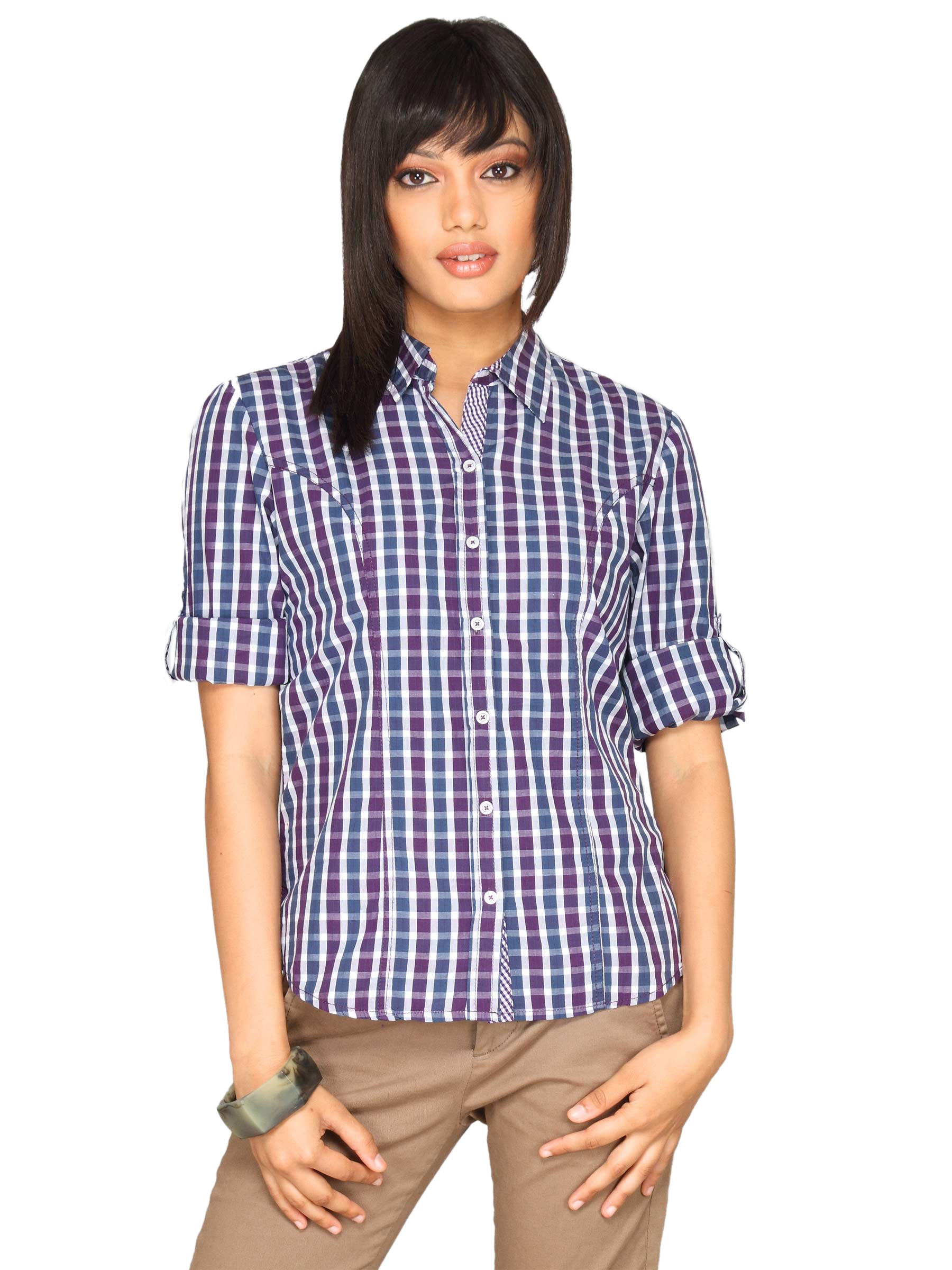 Scullers For Her Women Light Work Purple Check Shirts