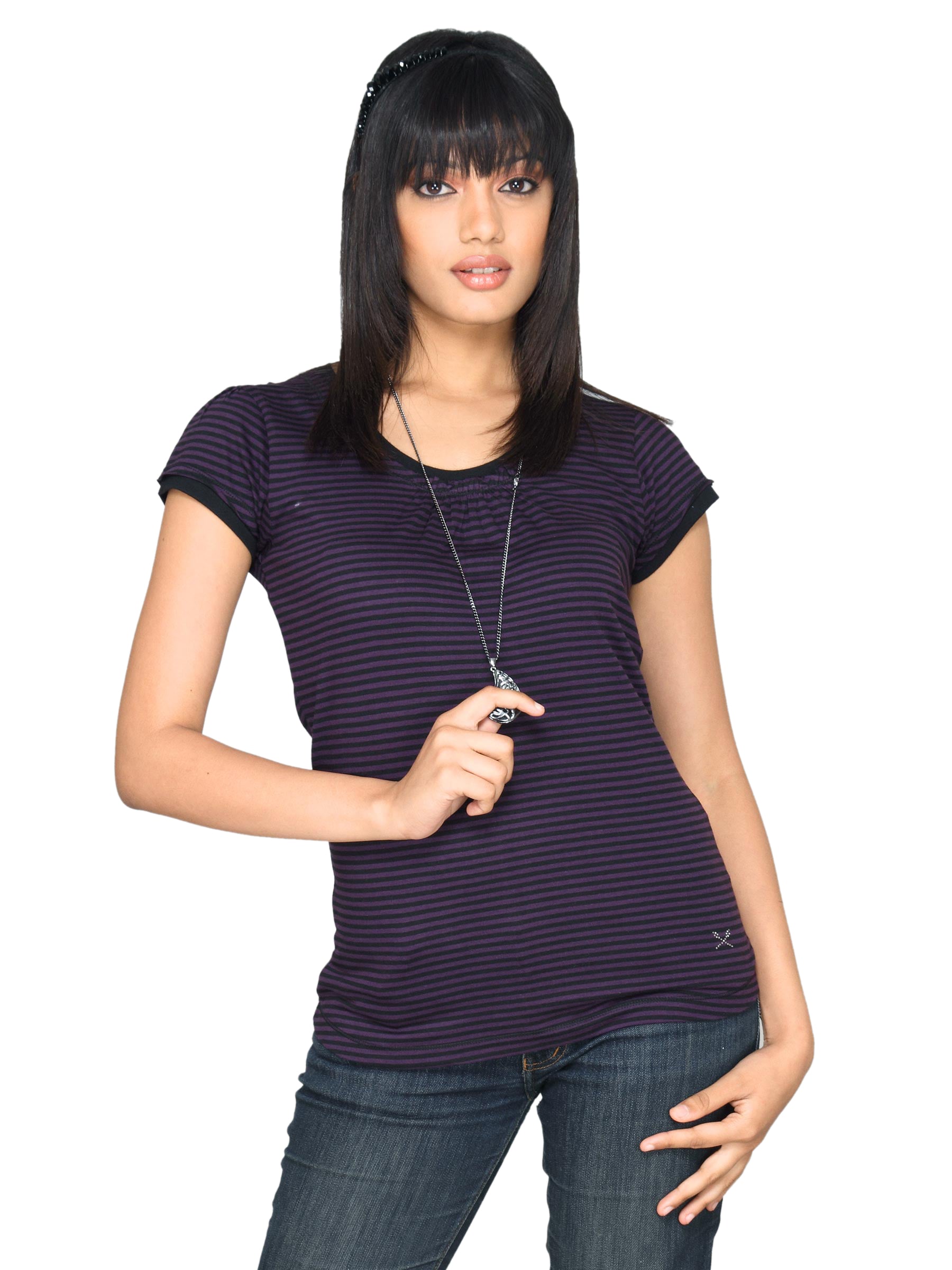 Scullers For Her Women's Wow Knit Black Purple Top
