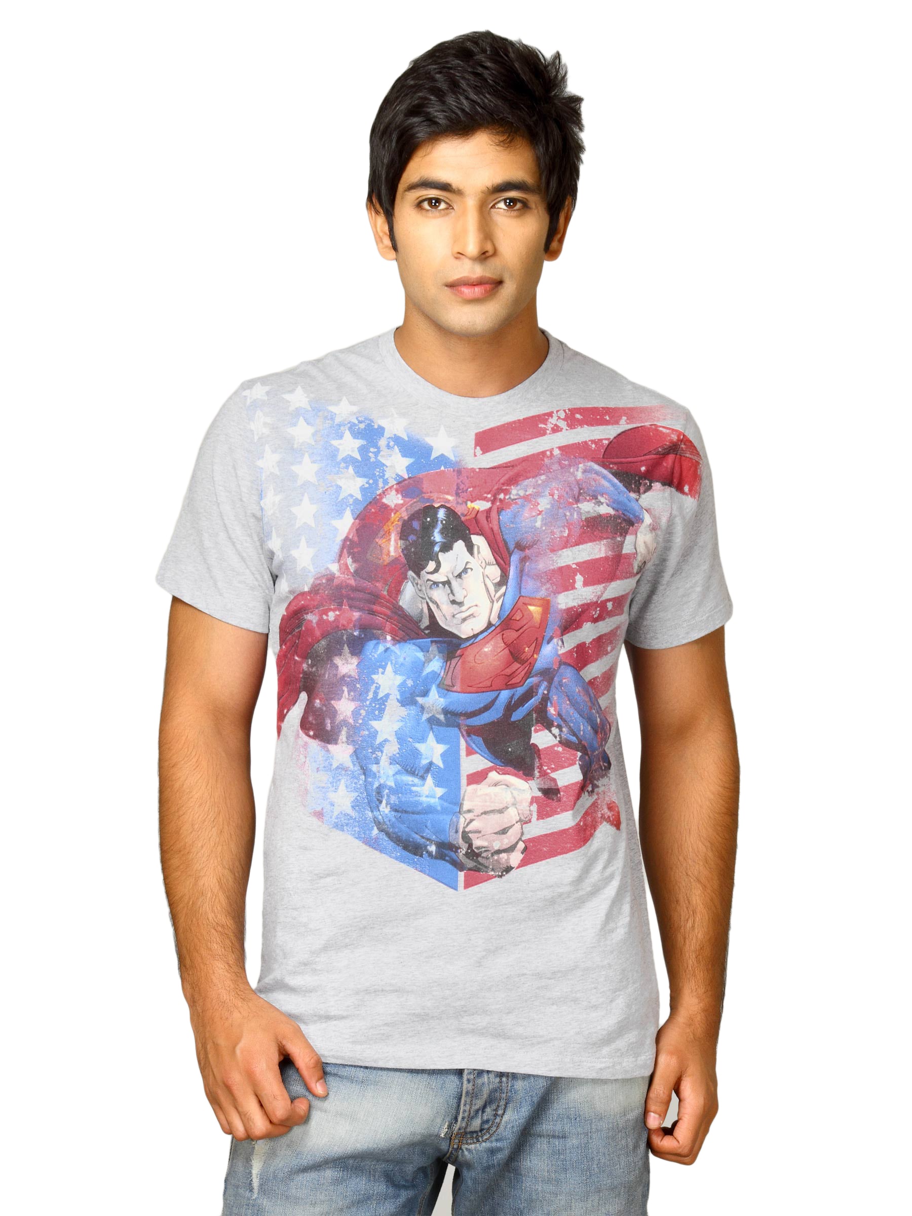 Superman Men's Superman USA Fly Grey Heather T-shirt