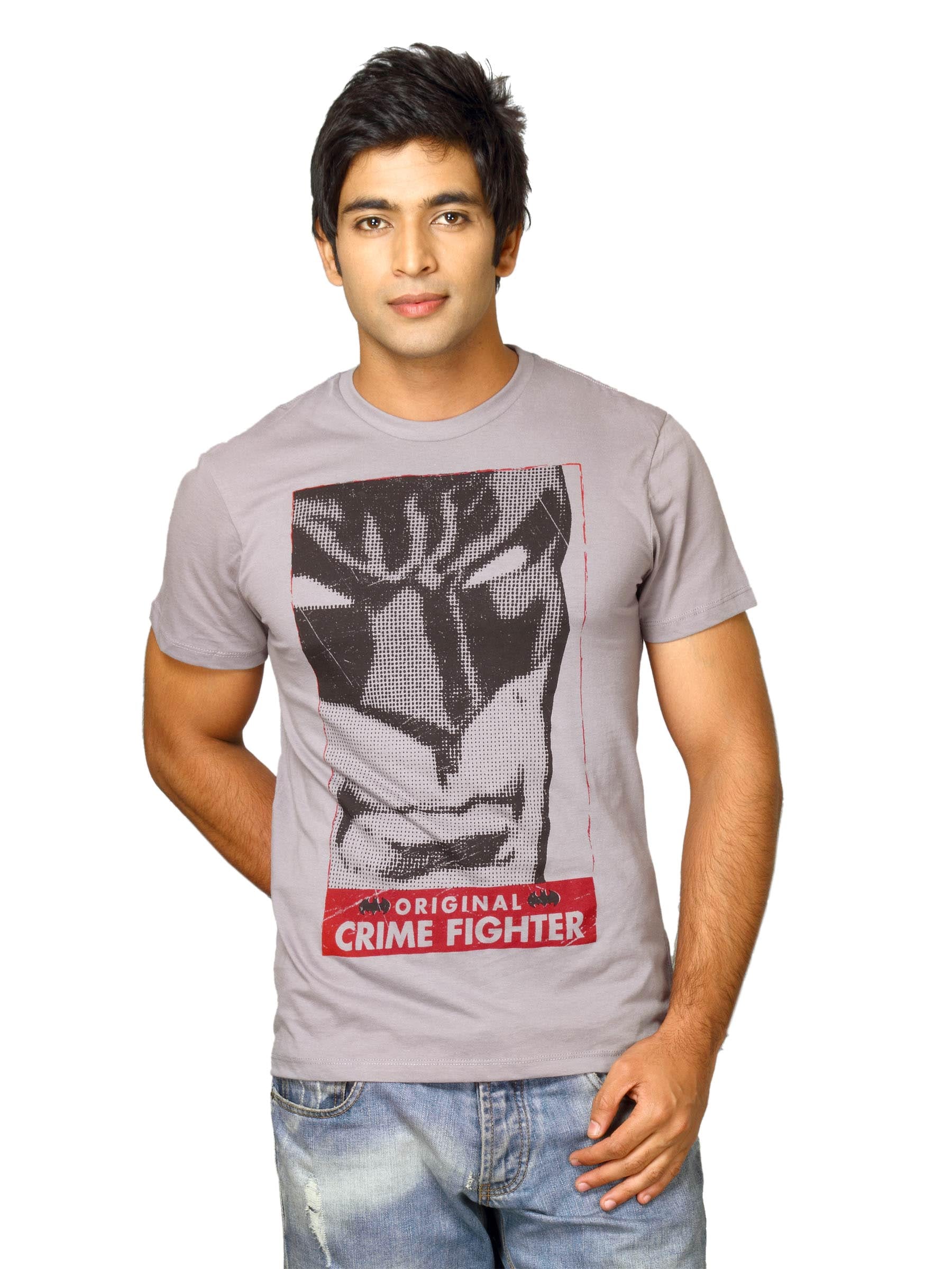 Batman Men's Crime Fighter Light Grey T-shirt