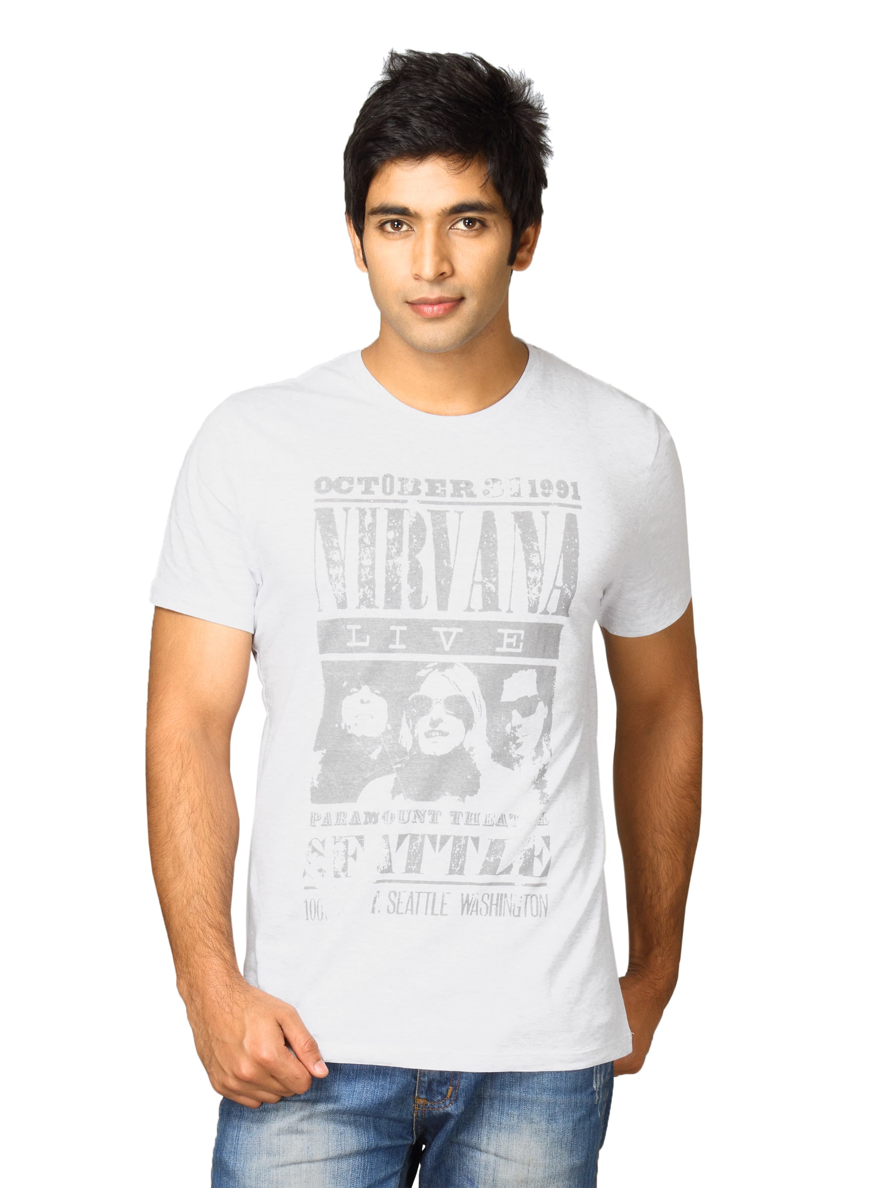 Nirvana Men's Live White Melange T-shirt