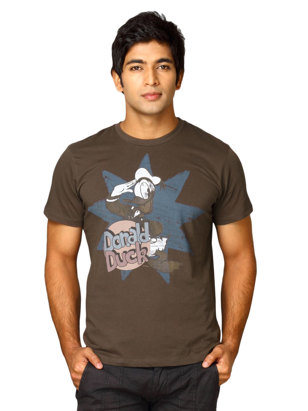 Mickey Men's Donald Salute Star Brown T-shirt