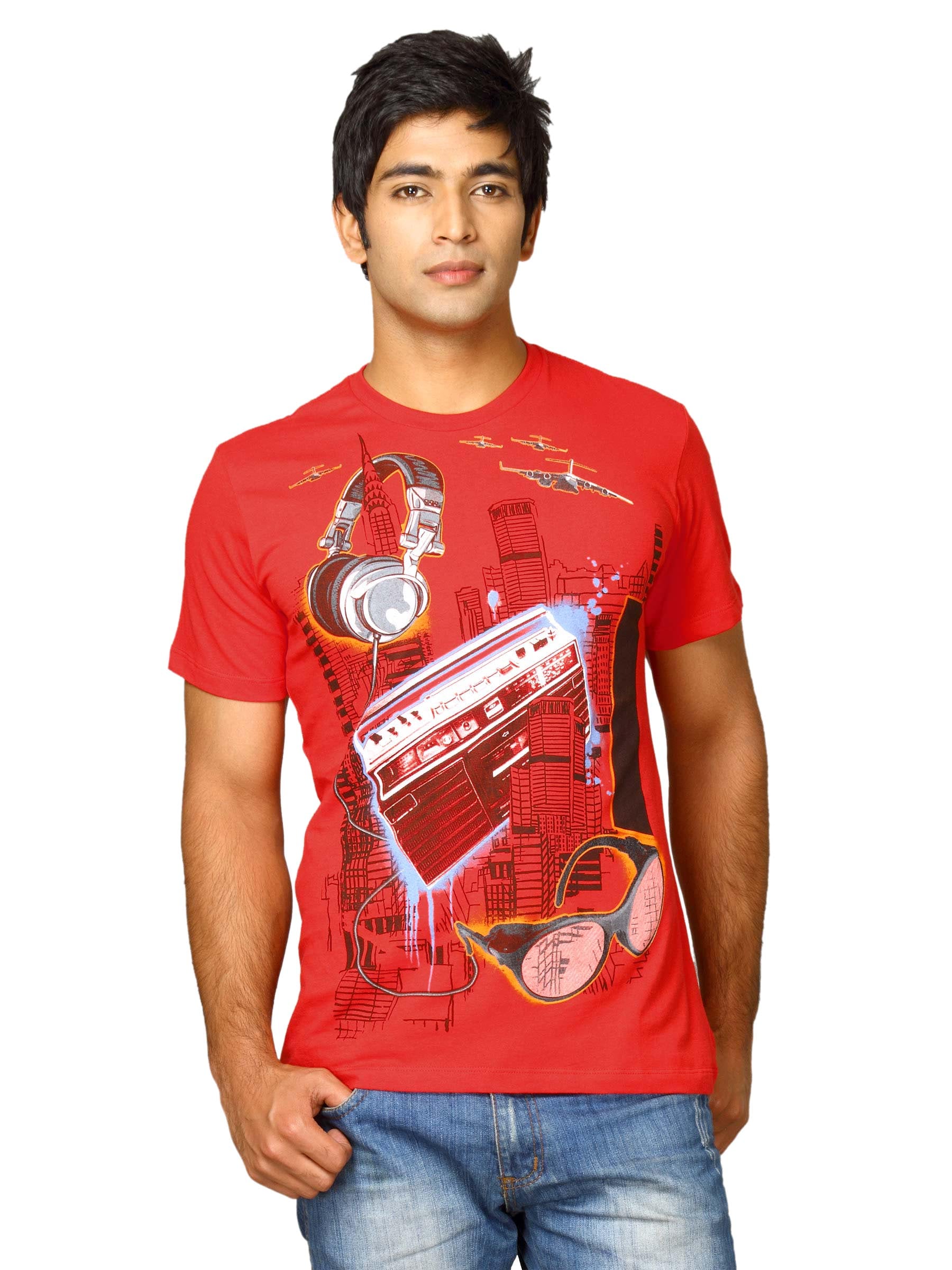 Free Authority Men's Abstract Mix Red T-shirt