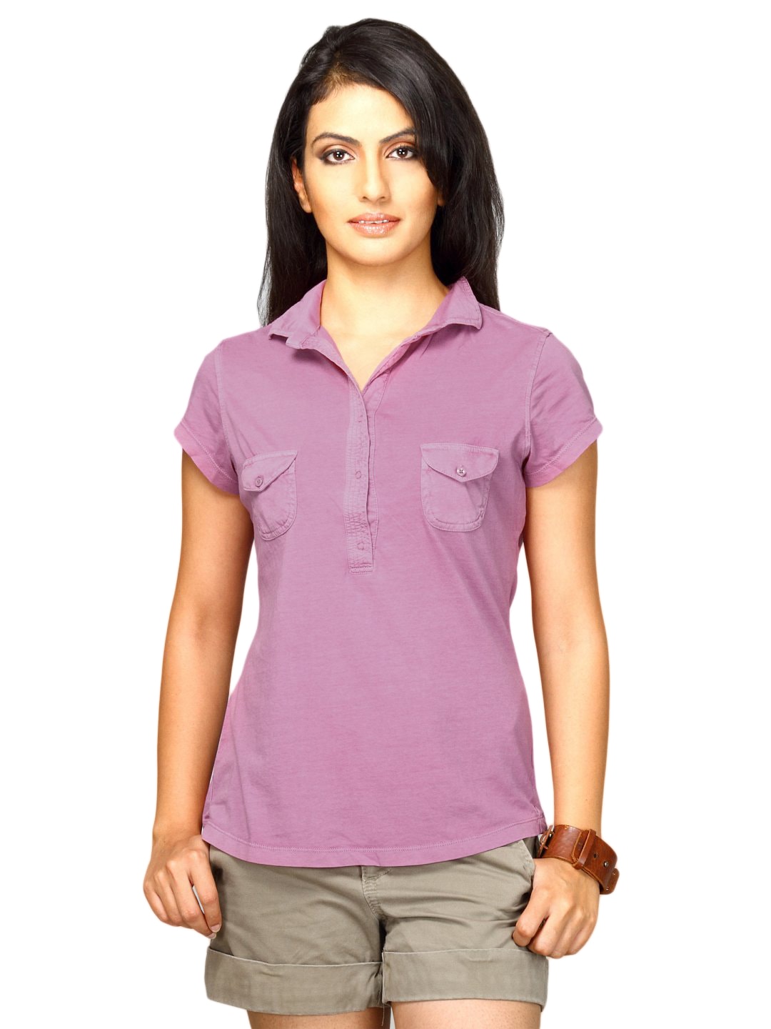 UCB Women's Short Sleeve Polo Pink Top