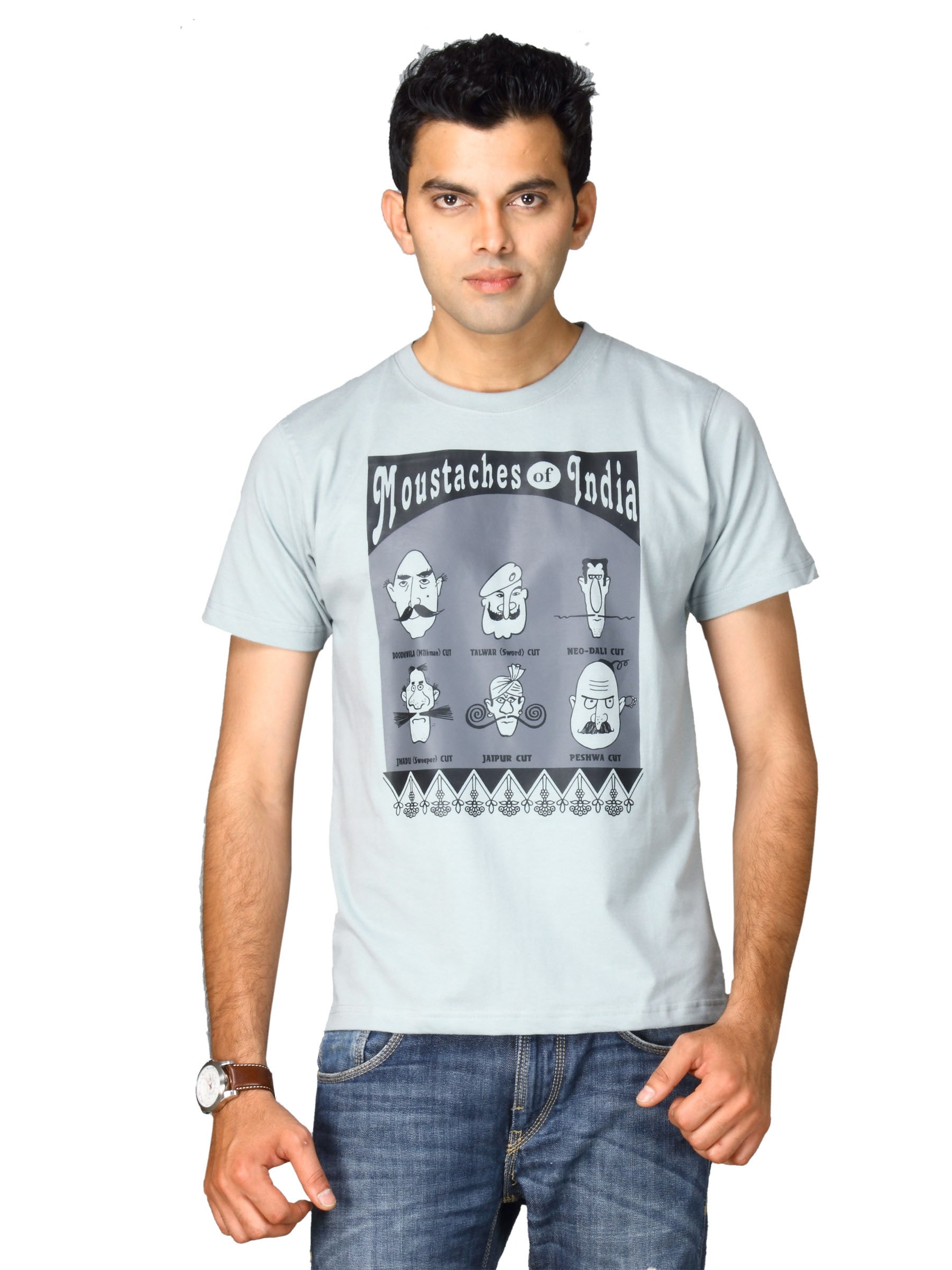 Tantra Men's Moustaches Grey T-shirt