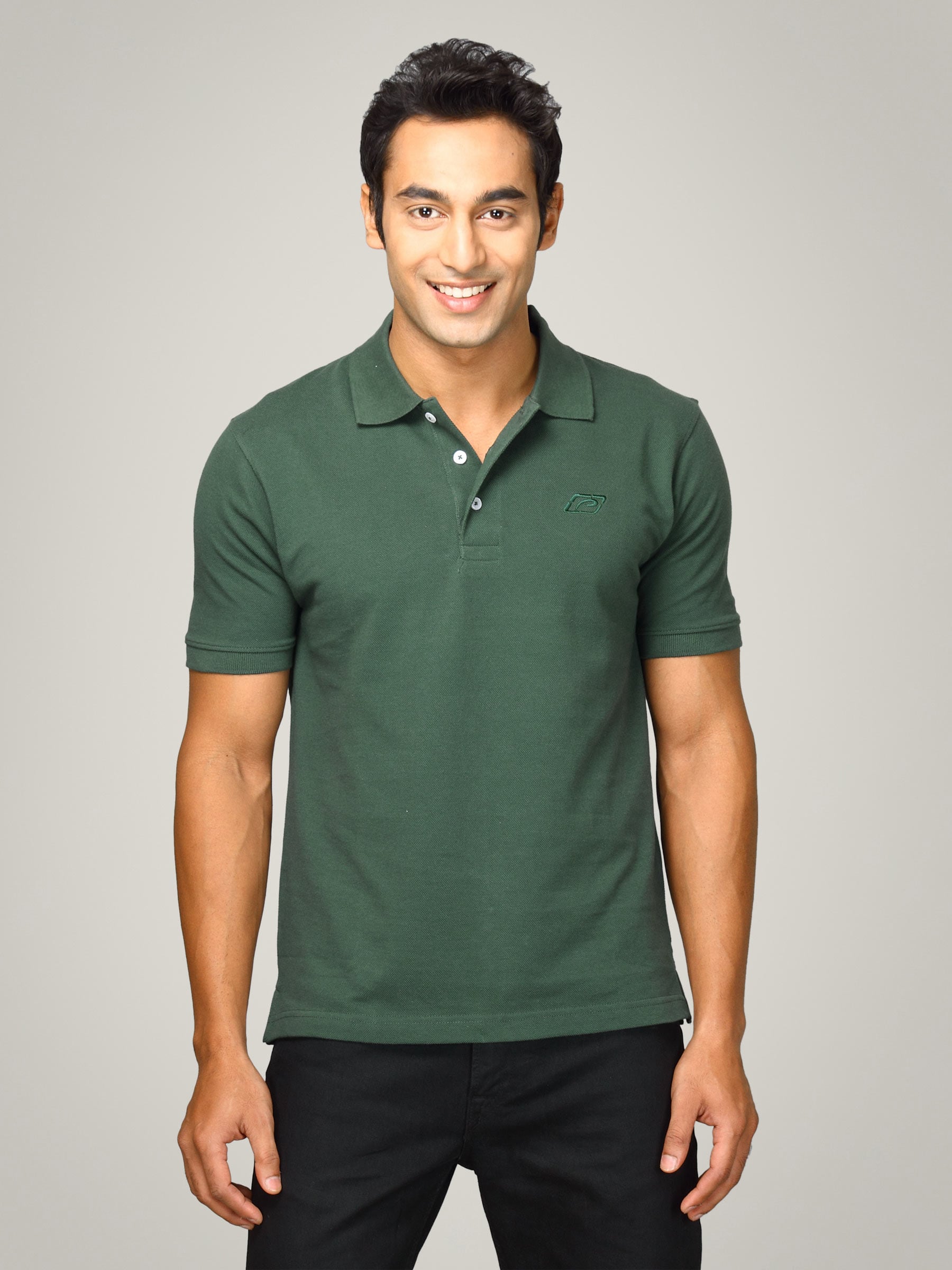 Proline Men Green Polo T-shirt