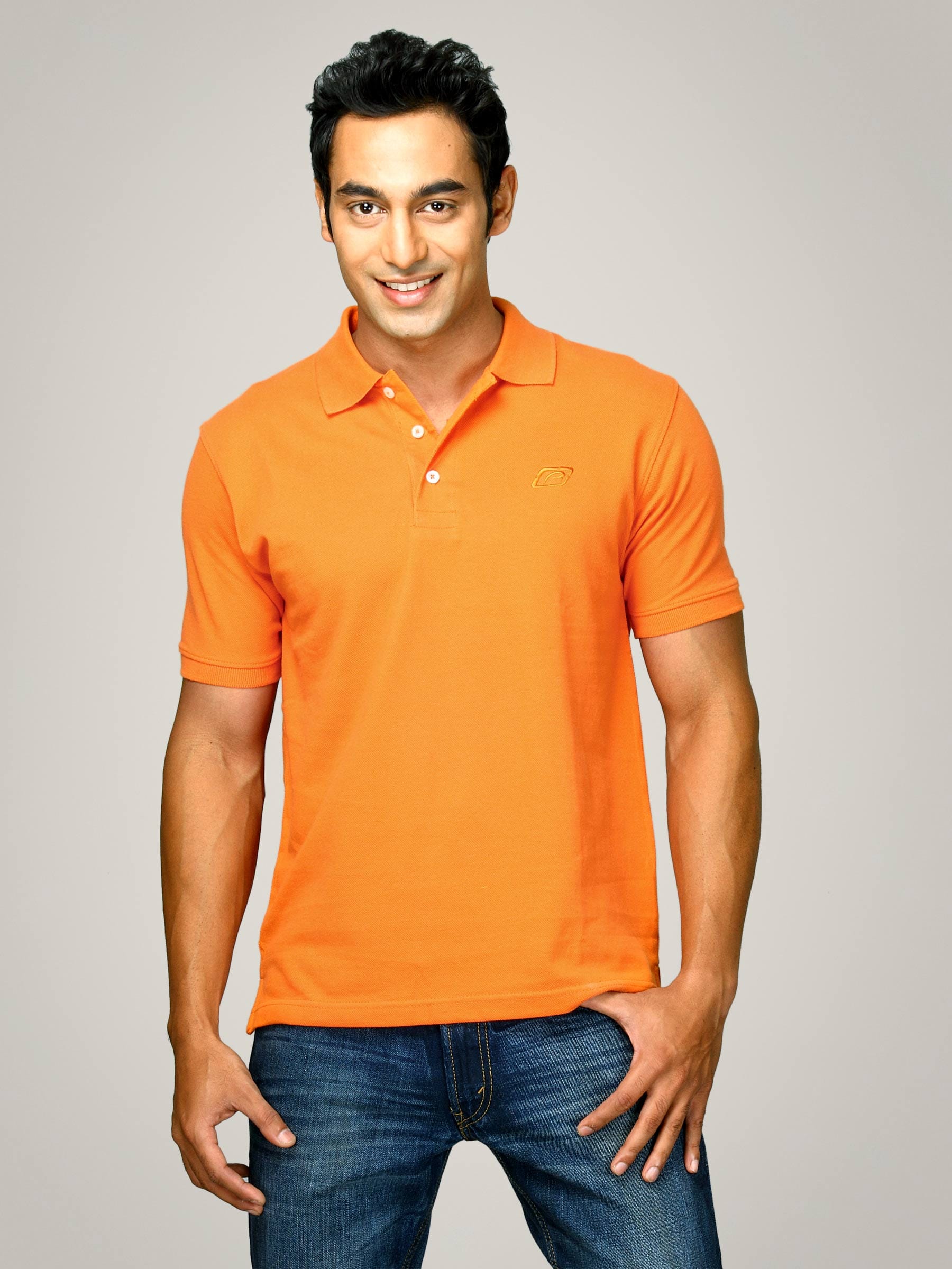 Proline Men Orange Polo T-shirt