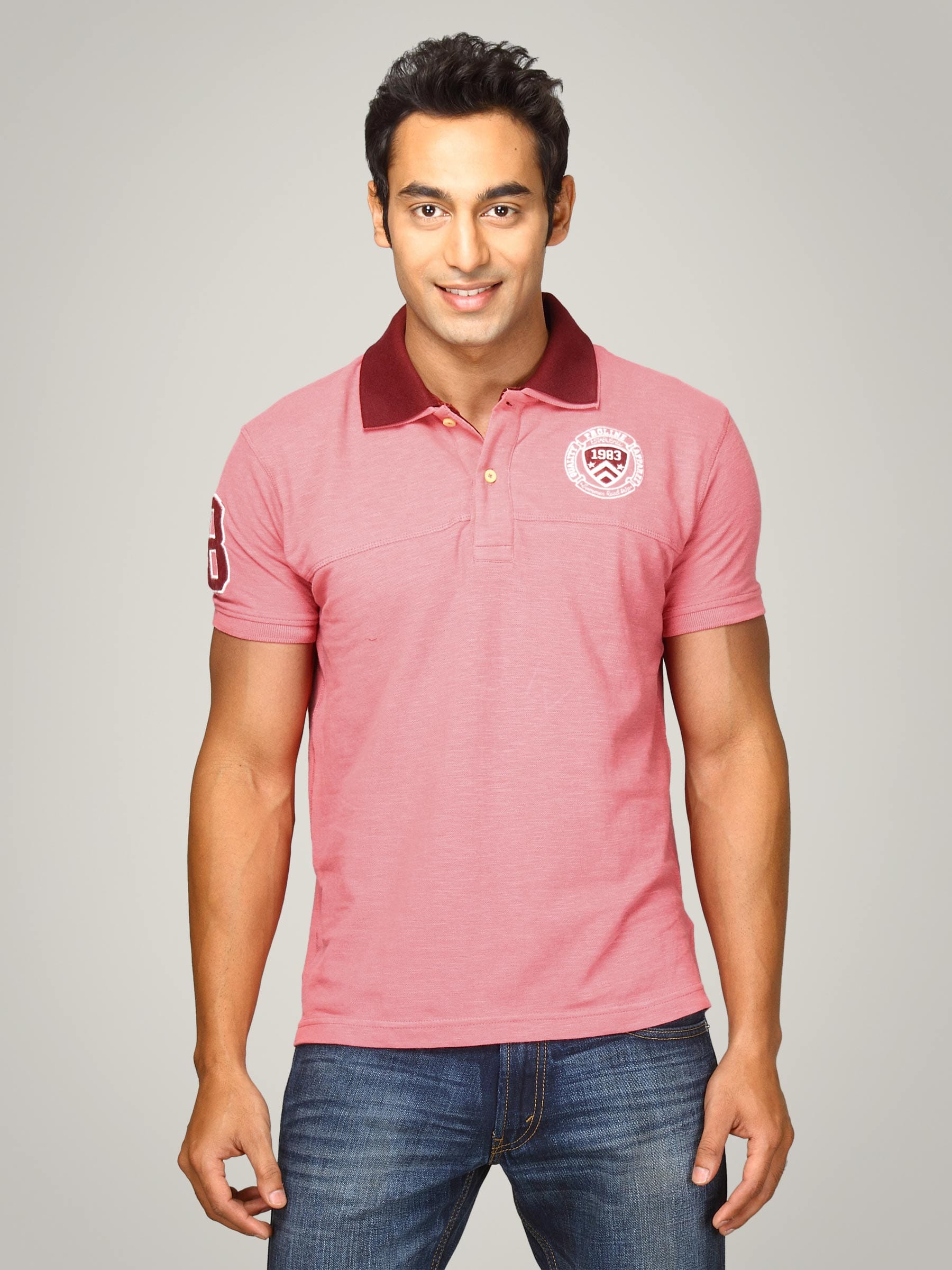 Proline Men Pink Polo T-shirt