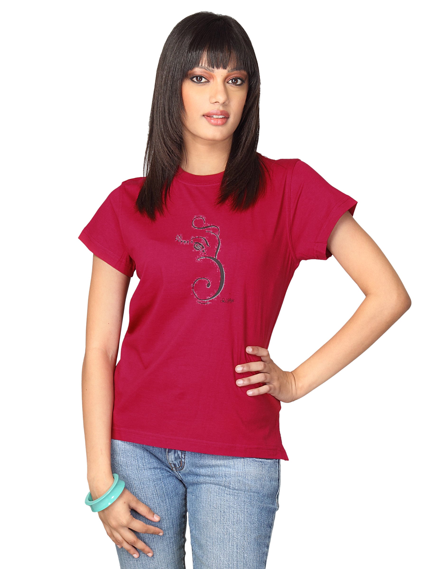 Urban Yoga Women's Ganesha Red T-shirt