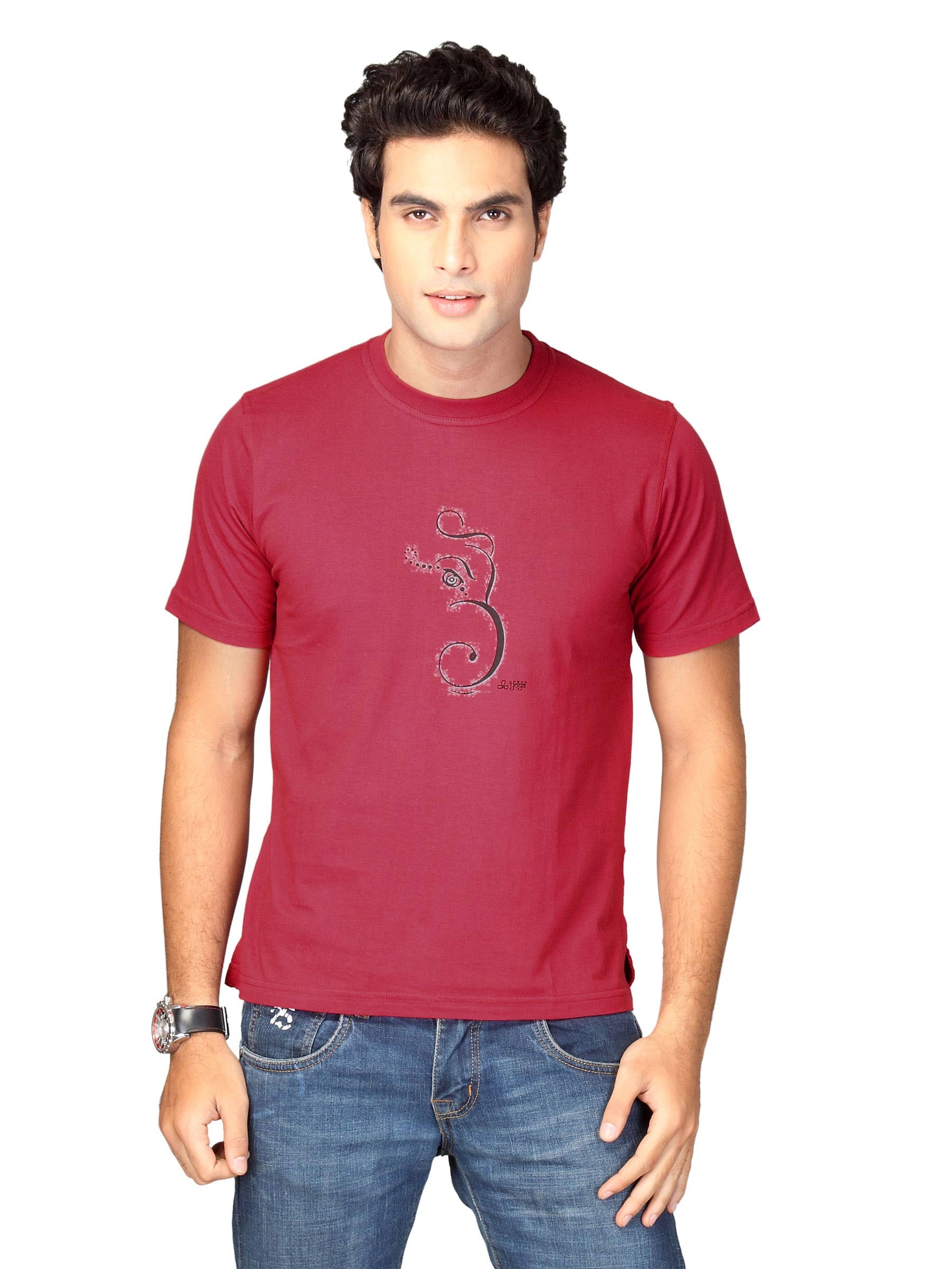 Urban Yoga Men's Ganesha Red Black T-shirt