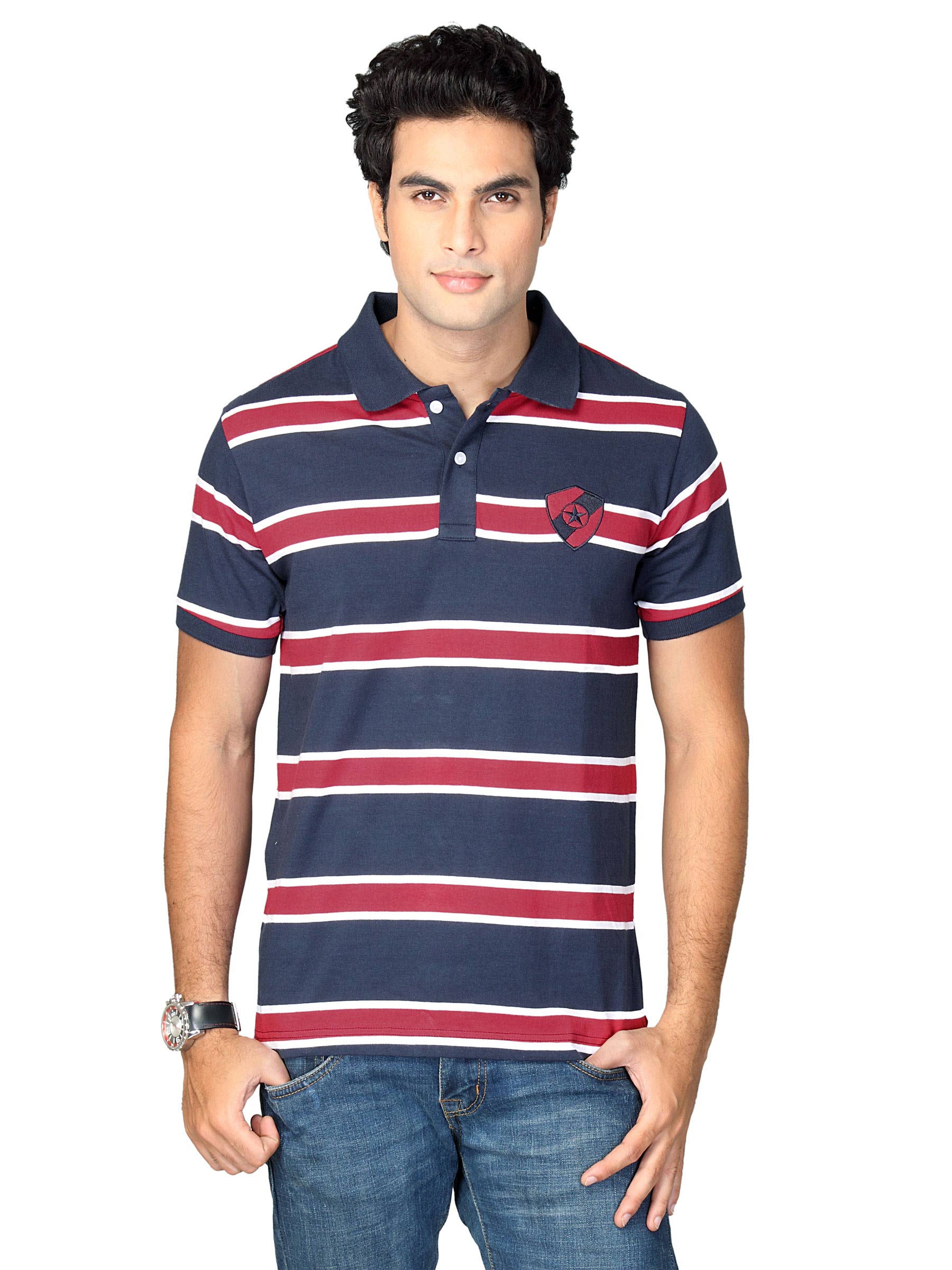 Indigo Nation Men Navy Blue Polo T-shirt