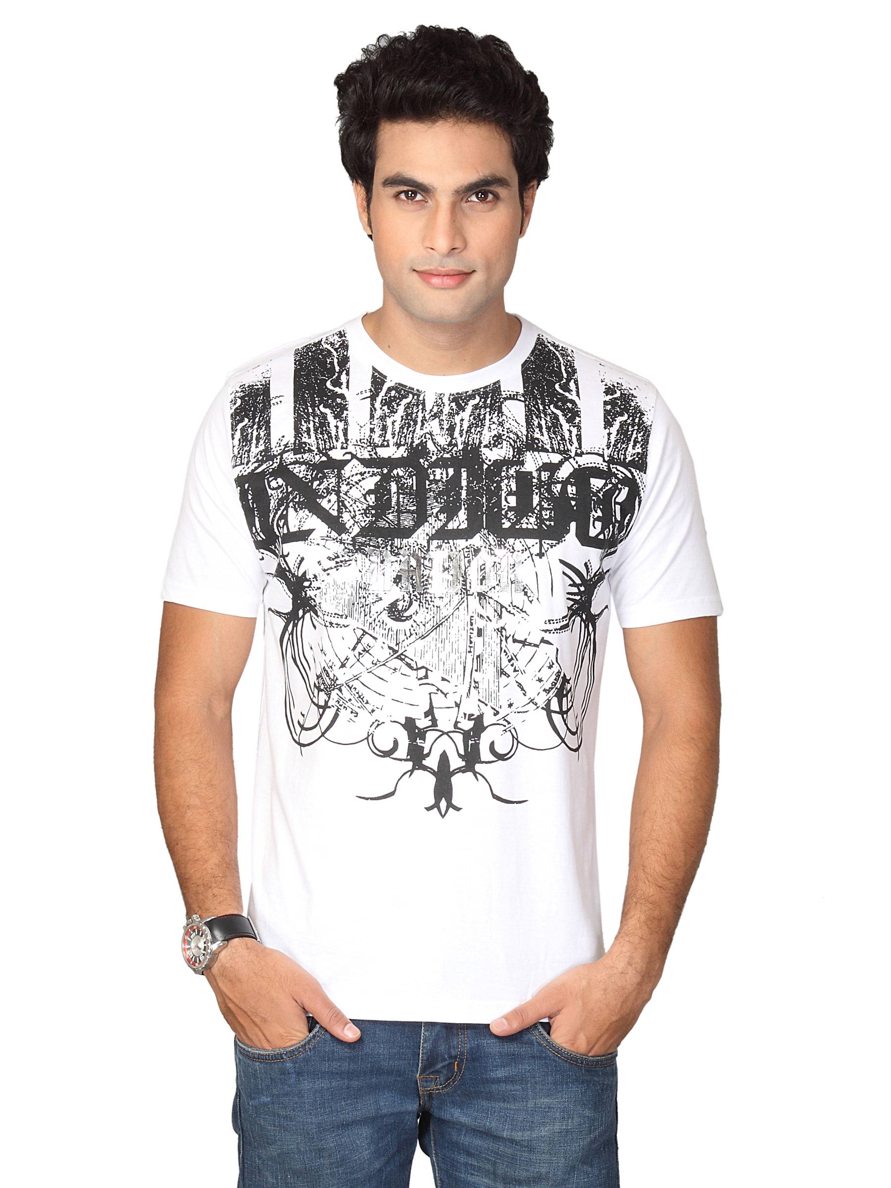 Indigo Nation Men Indigo White Black Silver T-shirt