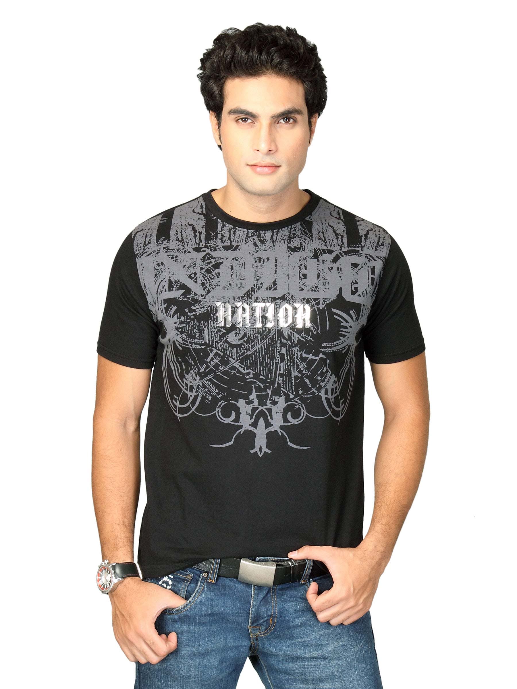 Indigo Nation Men Indigo Black Grey Silver T-shirt