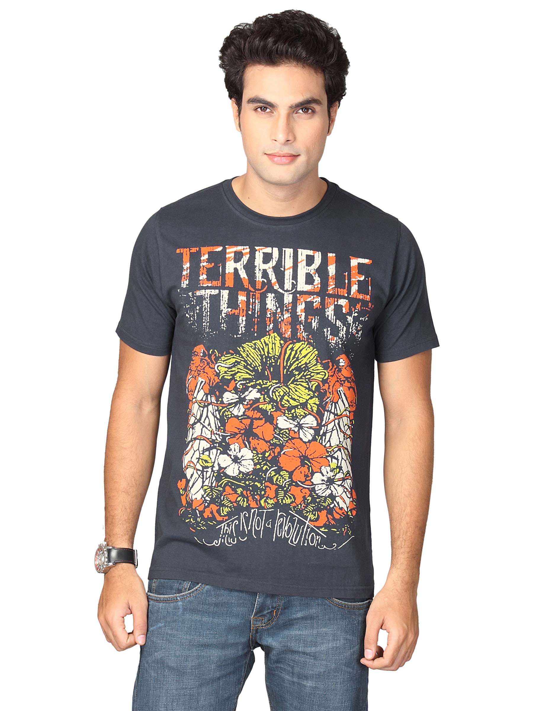 Indigo Nation Men Terrible Things Navy Beige T-shirt