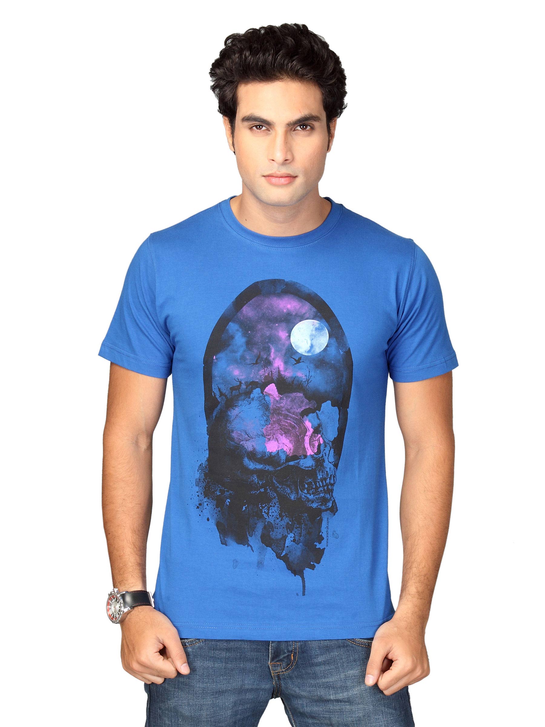 Inkfruit Men's Secret Behing Royal Blue Black T-shirt