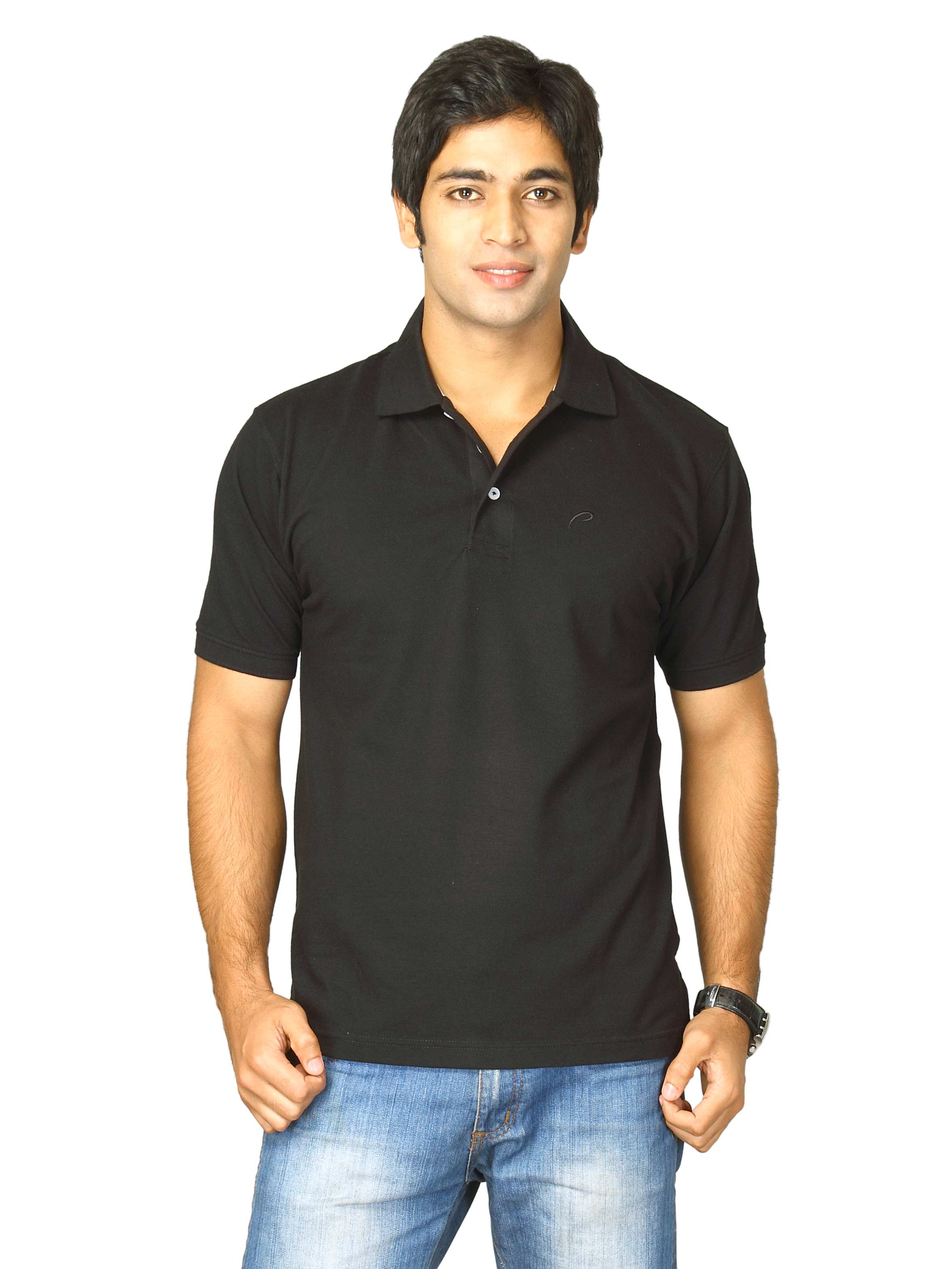 Proline Men Black Polo T-shirt