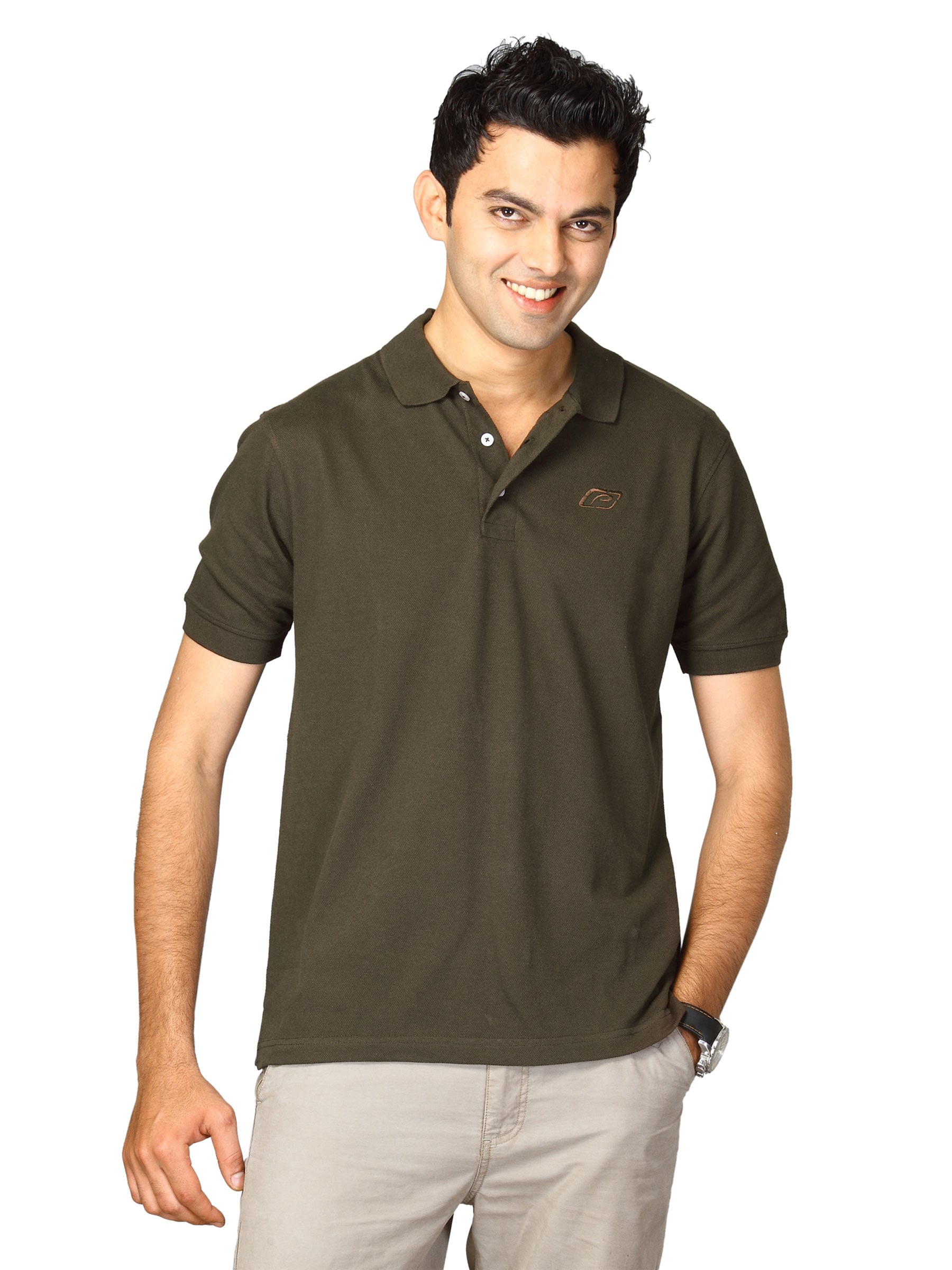 Proline Men Olive Green Polo T-shirt