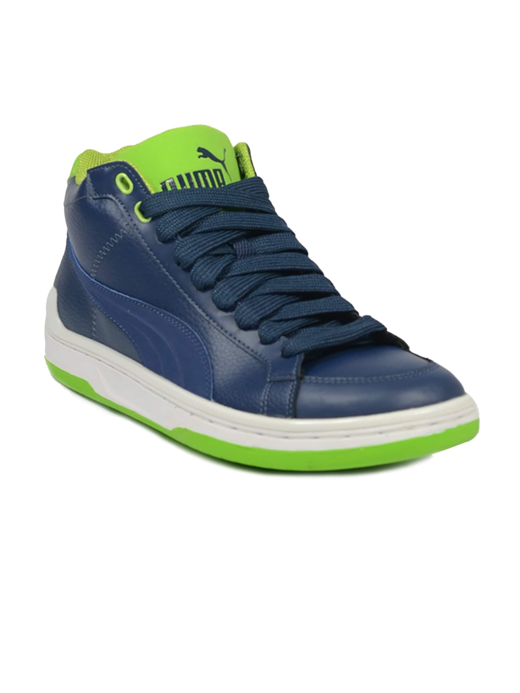 Puma Men's Mid Evo Leather Blue Pattot Green Shoe