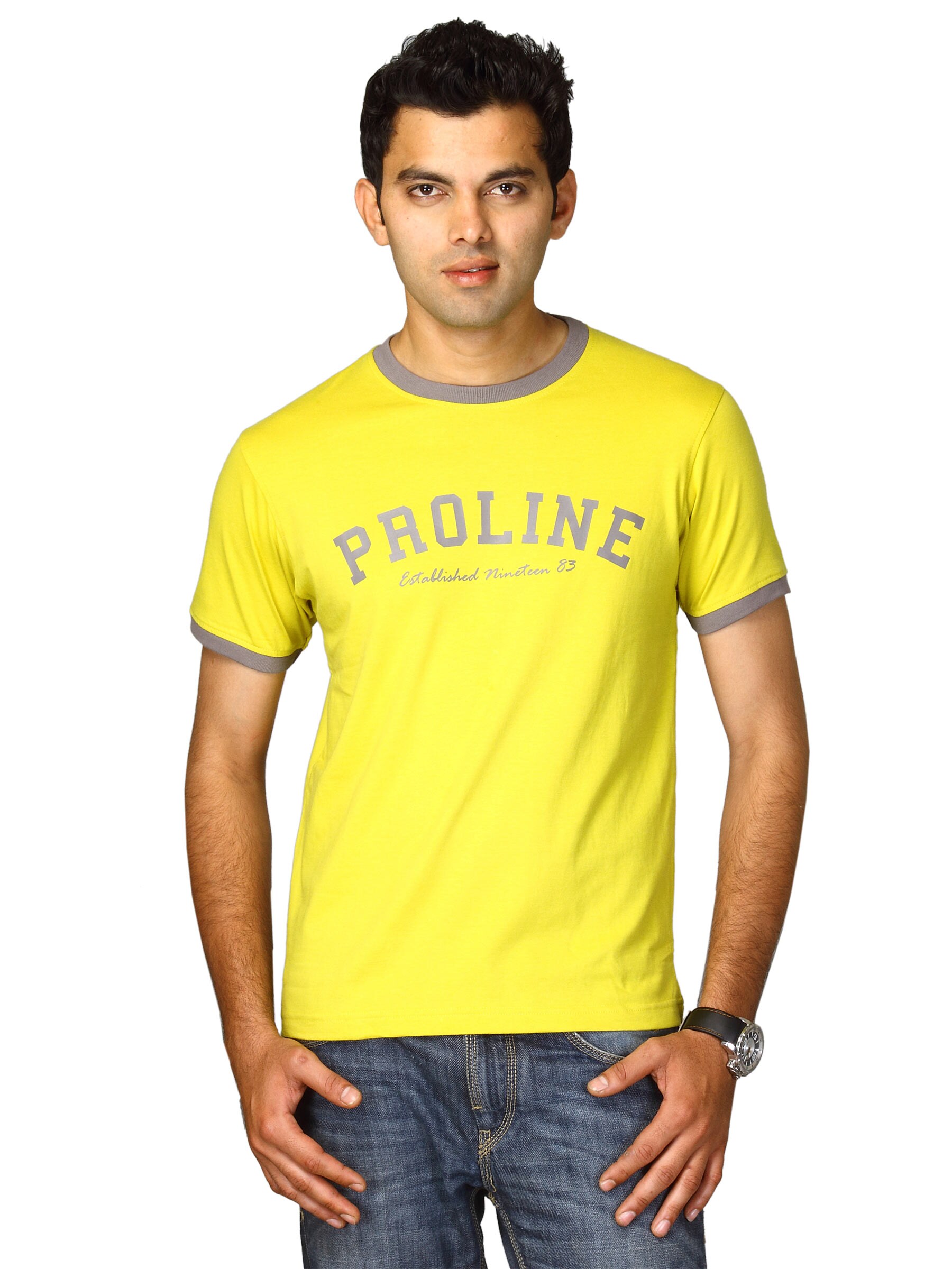 Proline Men Yellow Printed T-shirt