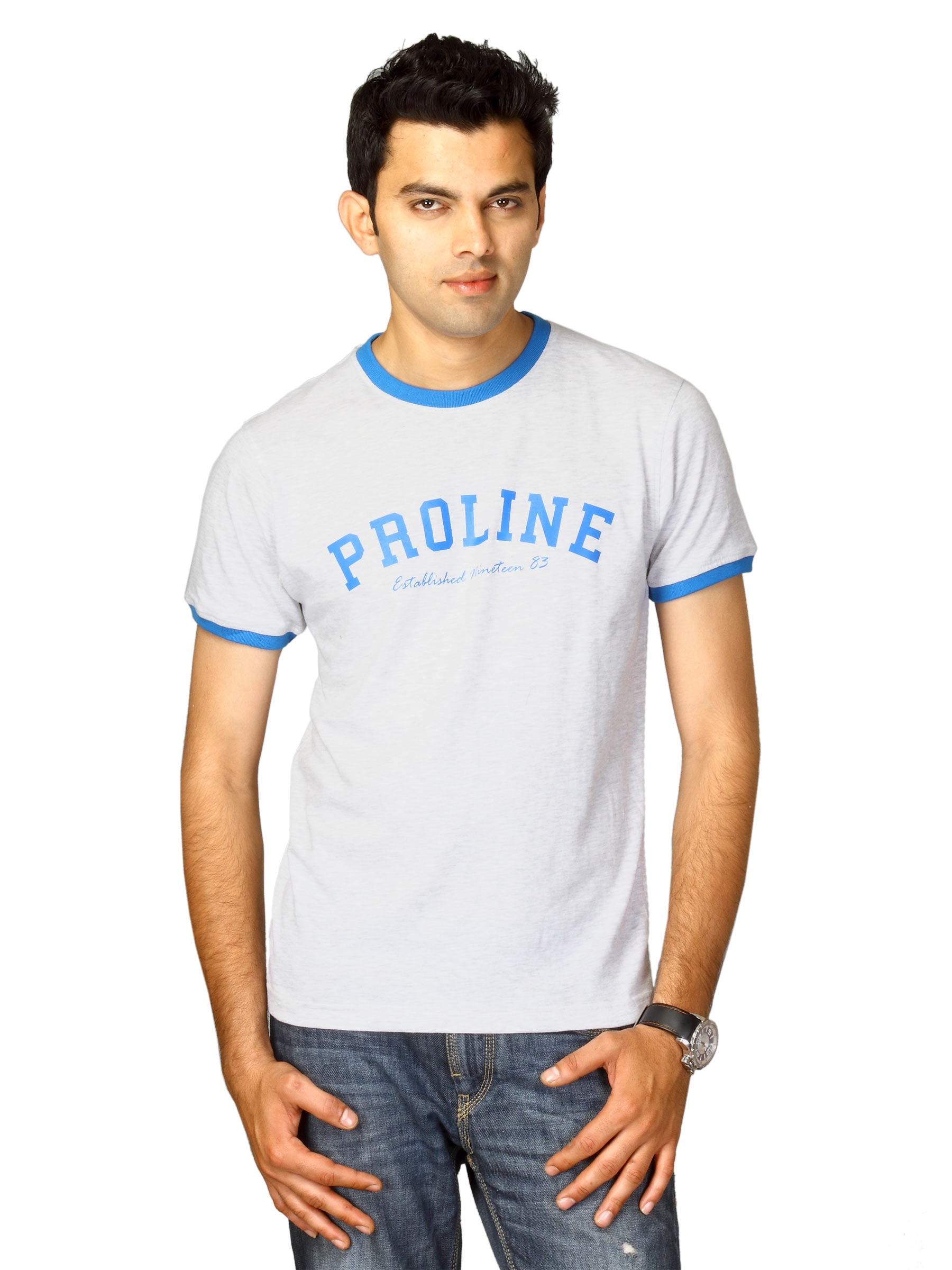 Proline Men Grey Printed T-shirt