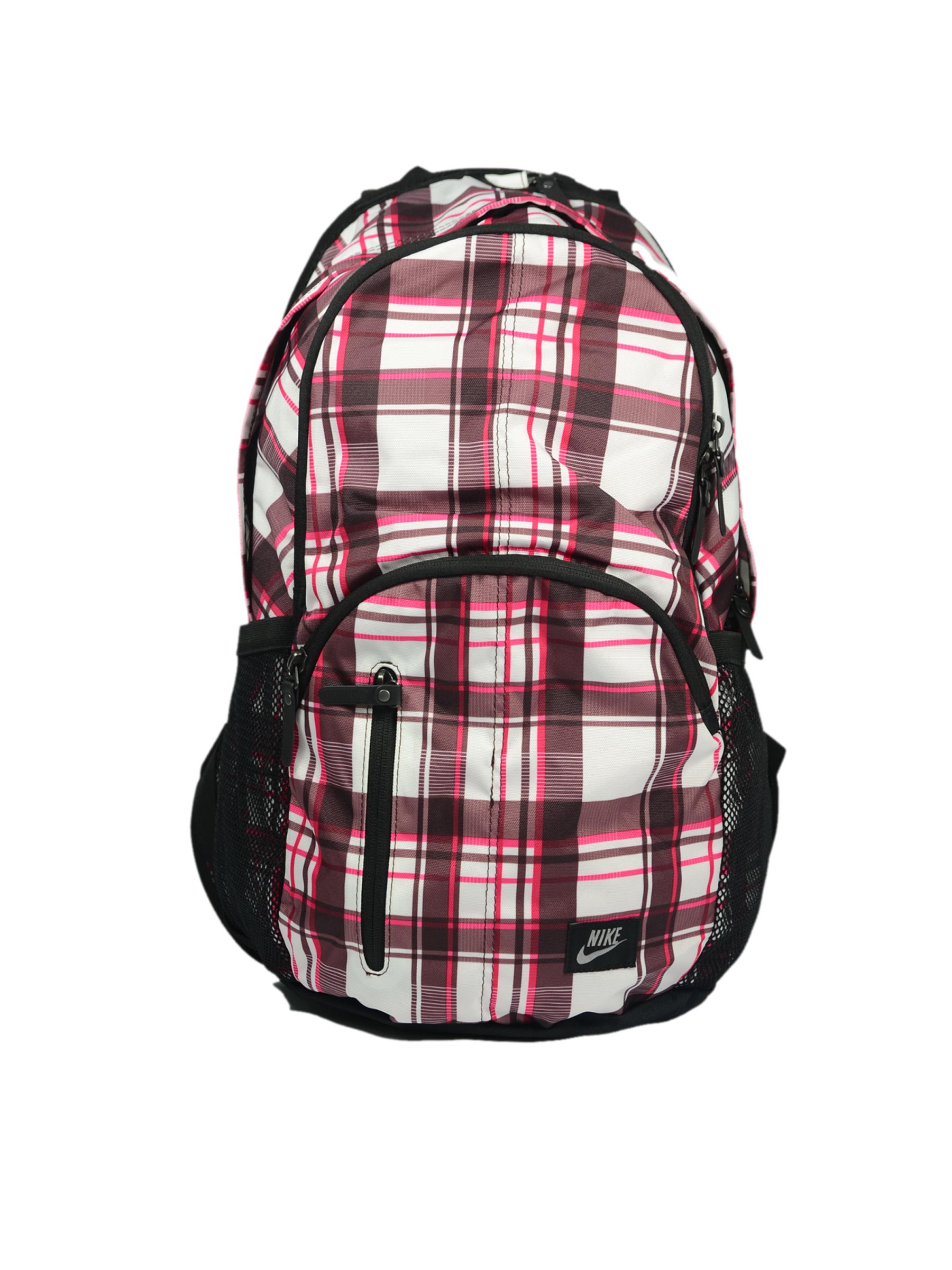 Nike Unisex White Pink Black Check Backpack